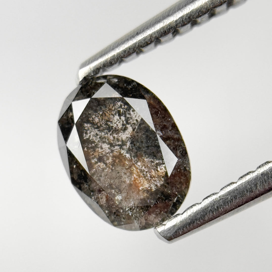 0.70 Ct Oval Rose Cut Grey Natural Salt and Pepper Diamond