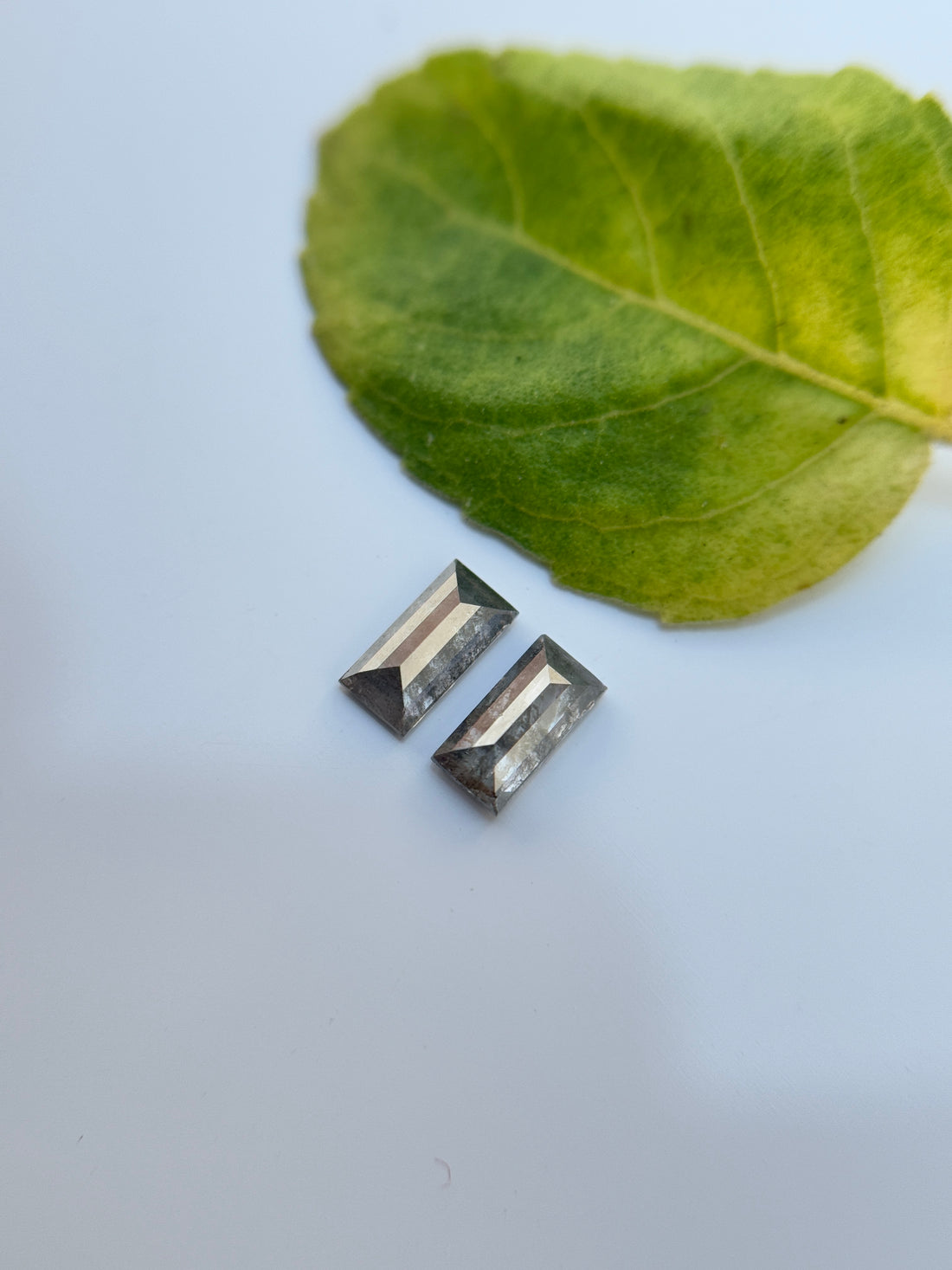 0.43 Ct Baguette Rose Cut Grey Natural Salt and Pepper Diamond