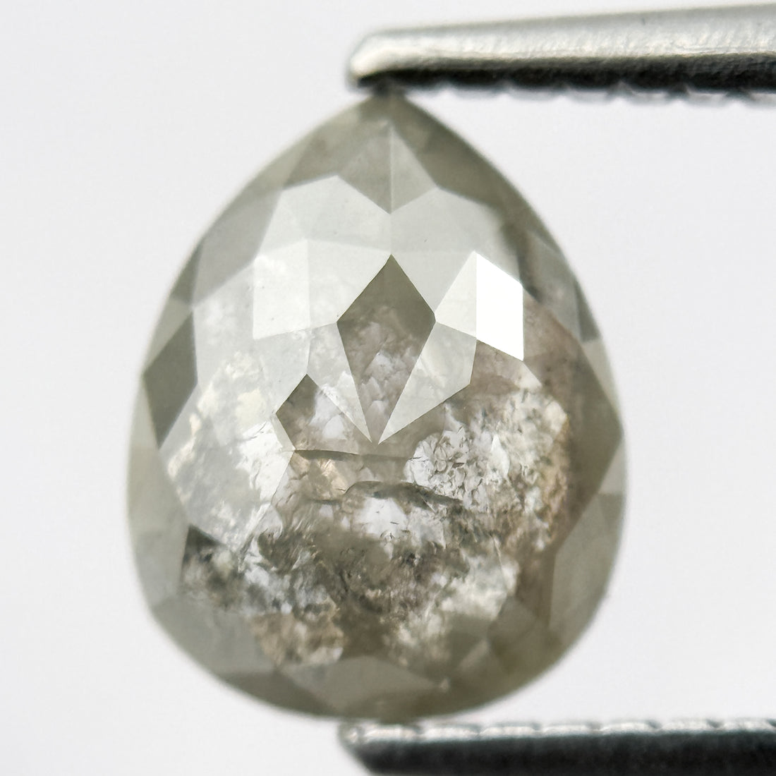 2.60 Ct Pear Rose Cut Greenish Grey Natural Fancy Diamond Pair