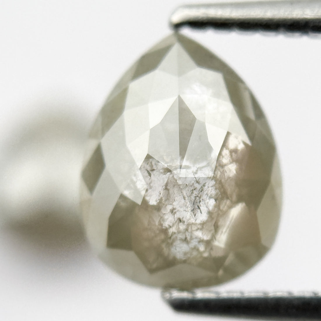2.60 Ct Pear Rose Cut Greenish Grey Natural Fancy Diamond Pair
