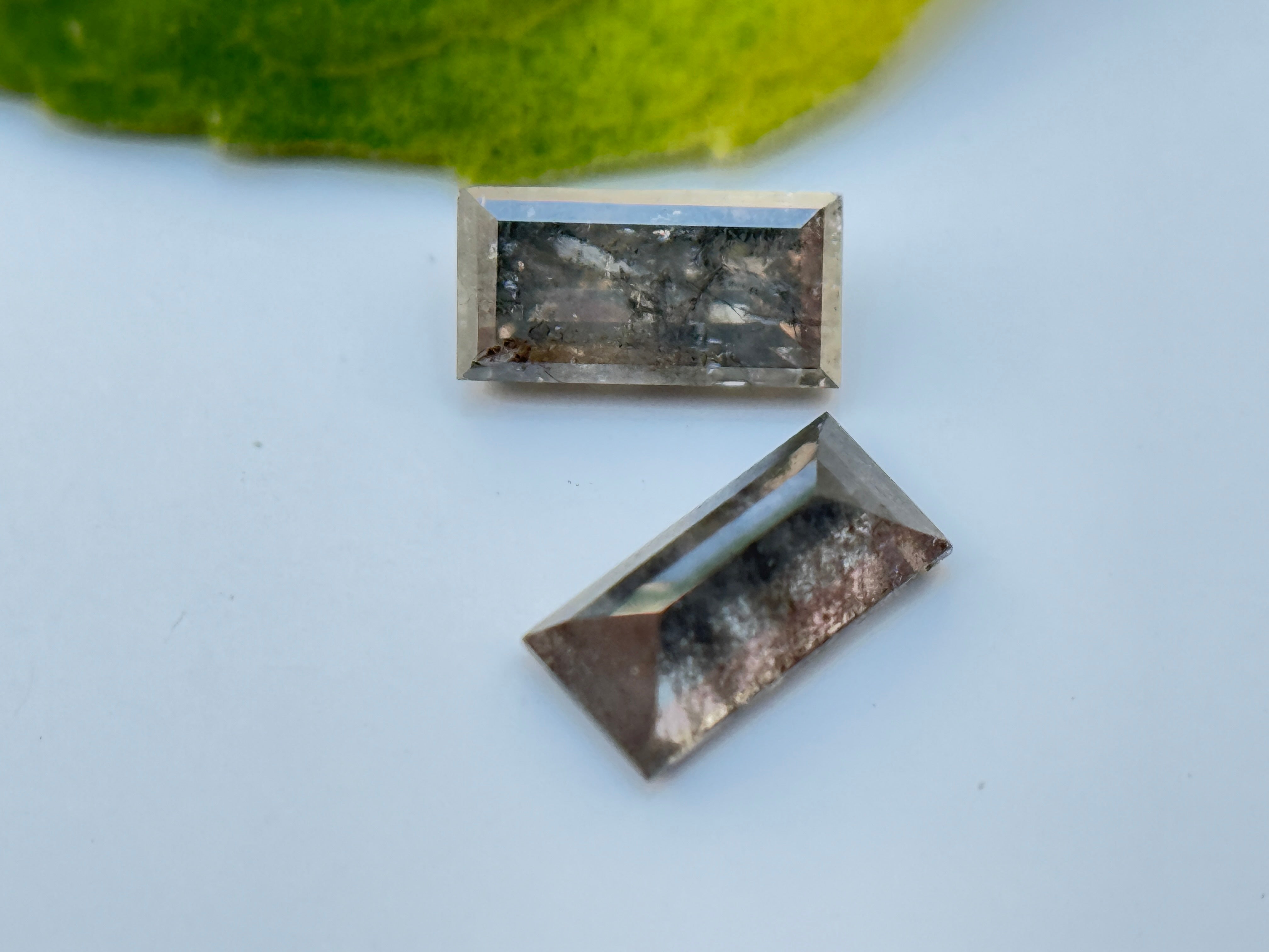 0.43 Ct Baguette Rose Cut Grey Natural Salt and Pepper Diamond