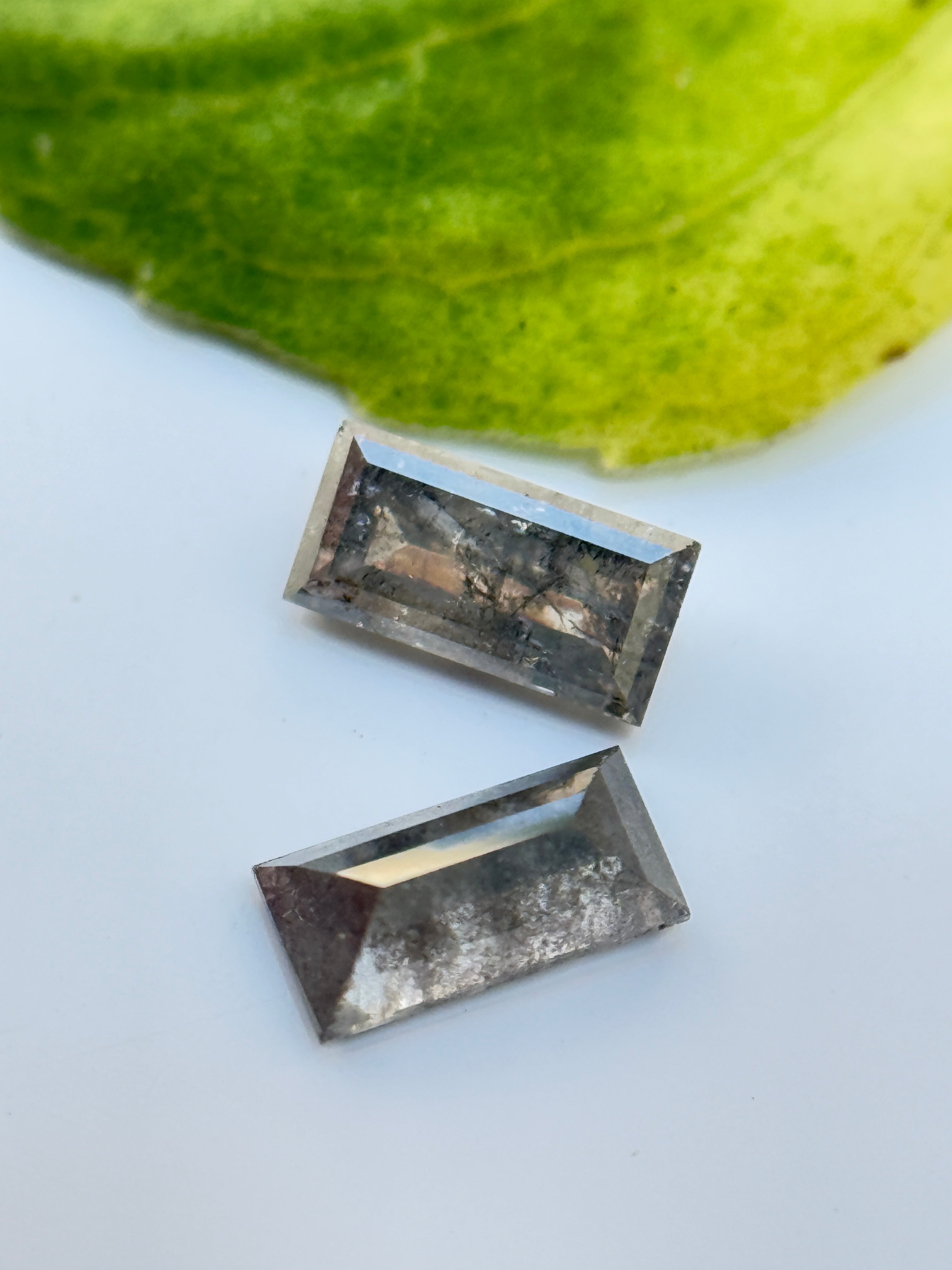 0.43 Ct Baguette Rose Cut Grey Natural Salt and Pepper Diamond