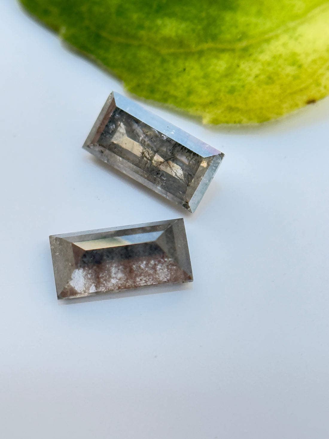 0.43 Ct Baguette Rose Cut Grey Natural Salt and Pepper Diamond