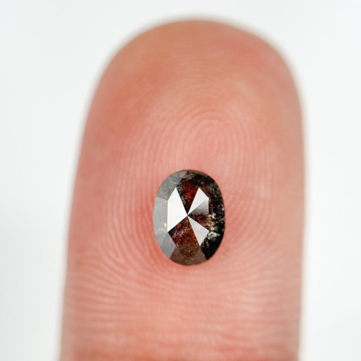 0.70 Ct Oval Rose Cut Grey Natural Salt and Pepper Diamond