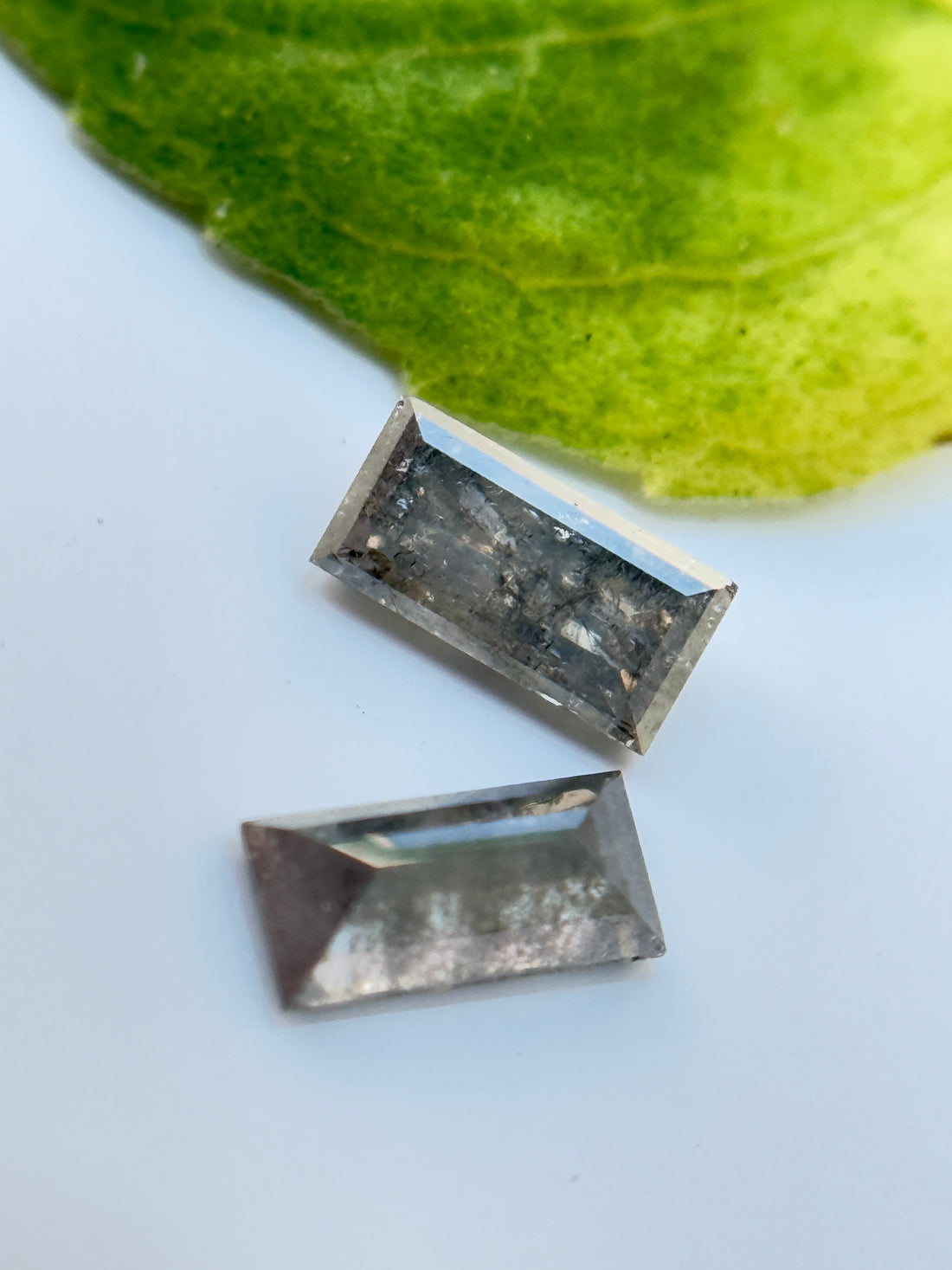 0.43 Ct Baguette Rose Cut Grey Natural Salt and Pepper Diamond