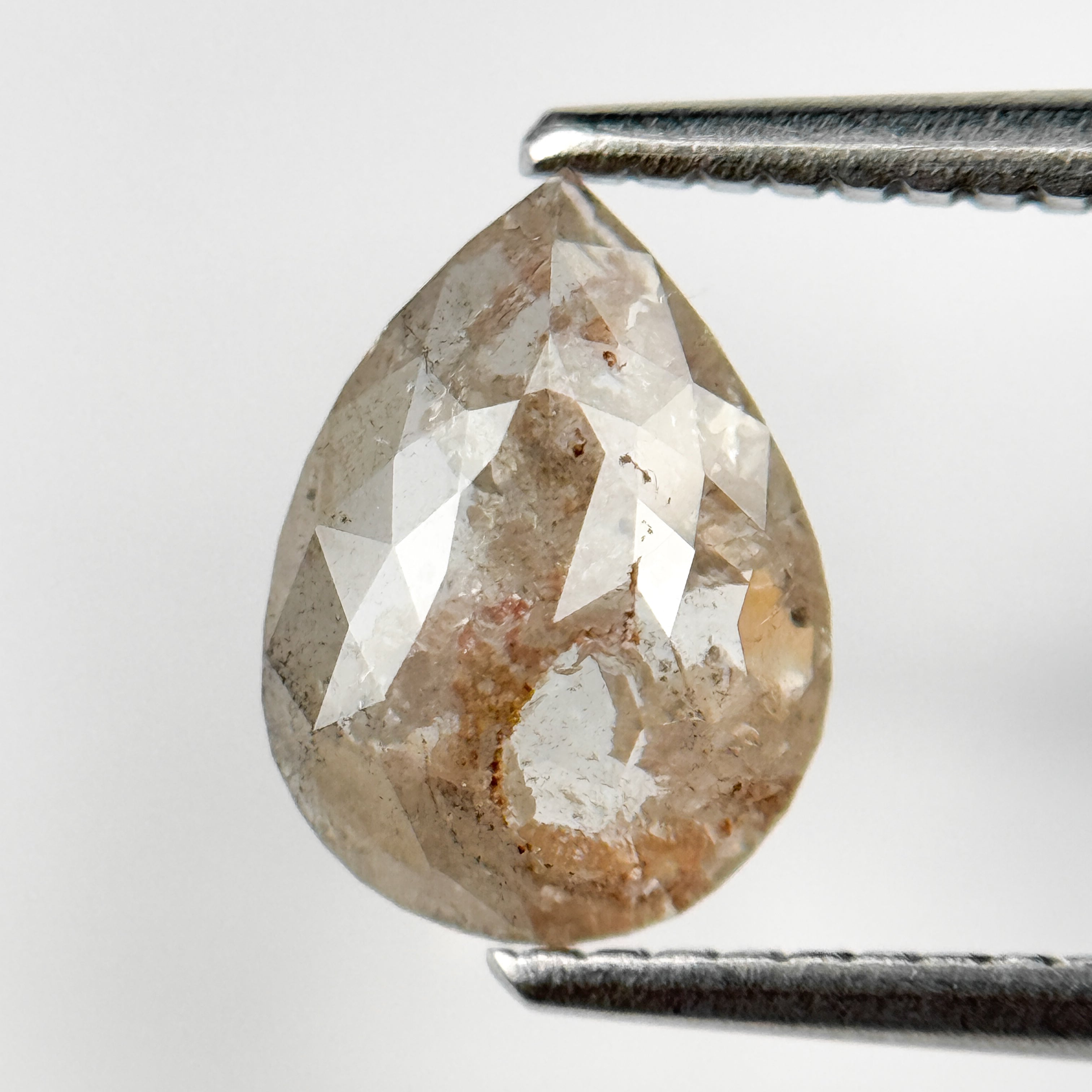 1.63 Ct Pear Rose Cut Grey Natural Salt and Pepper Diamond