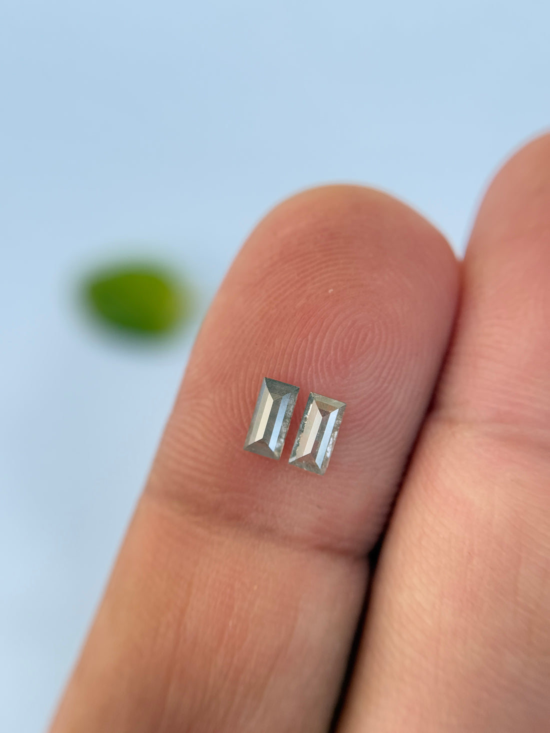 0.43 Ct Baguette Rose Cut Grey Natural Salt and Pepper Diamond