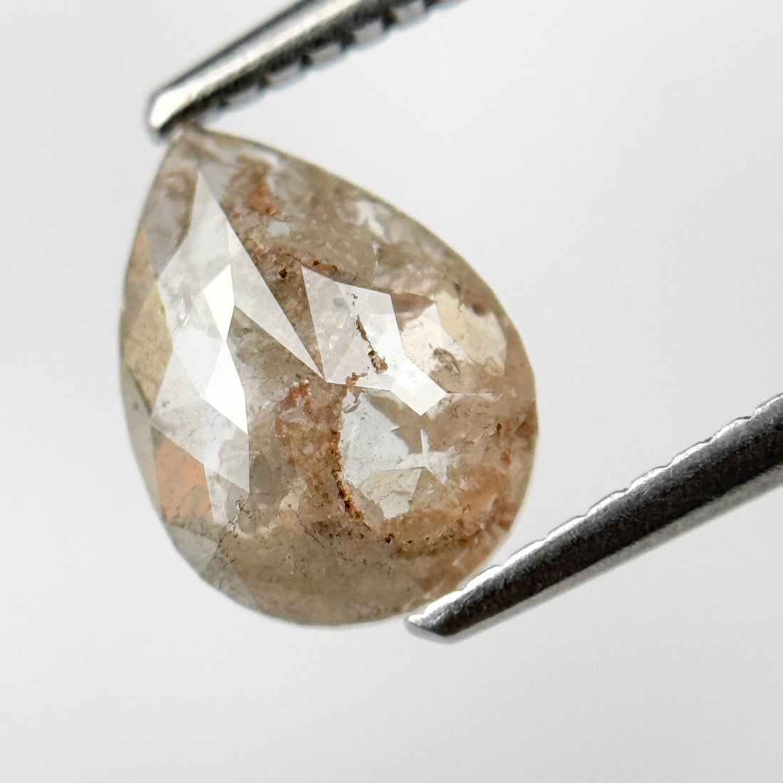 1.63 Ct Pear Rose Cut Grey Natural Salt and Pepper Diamond