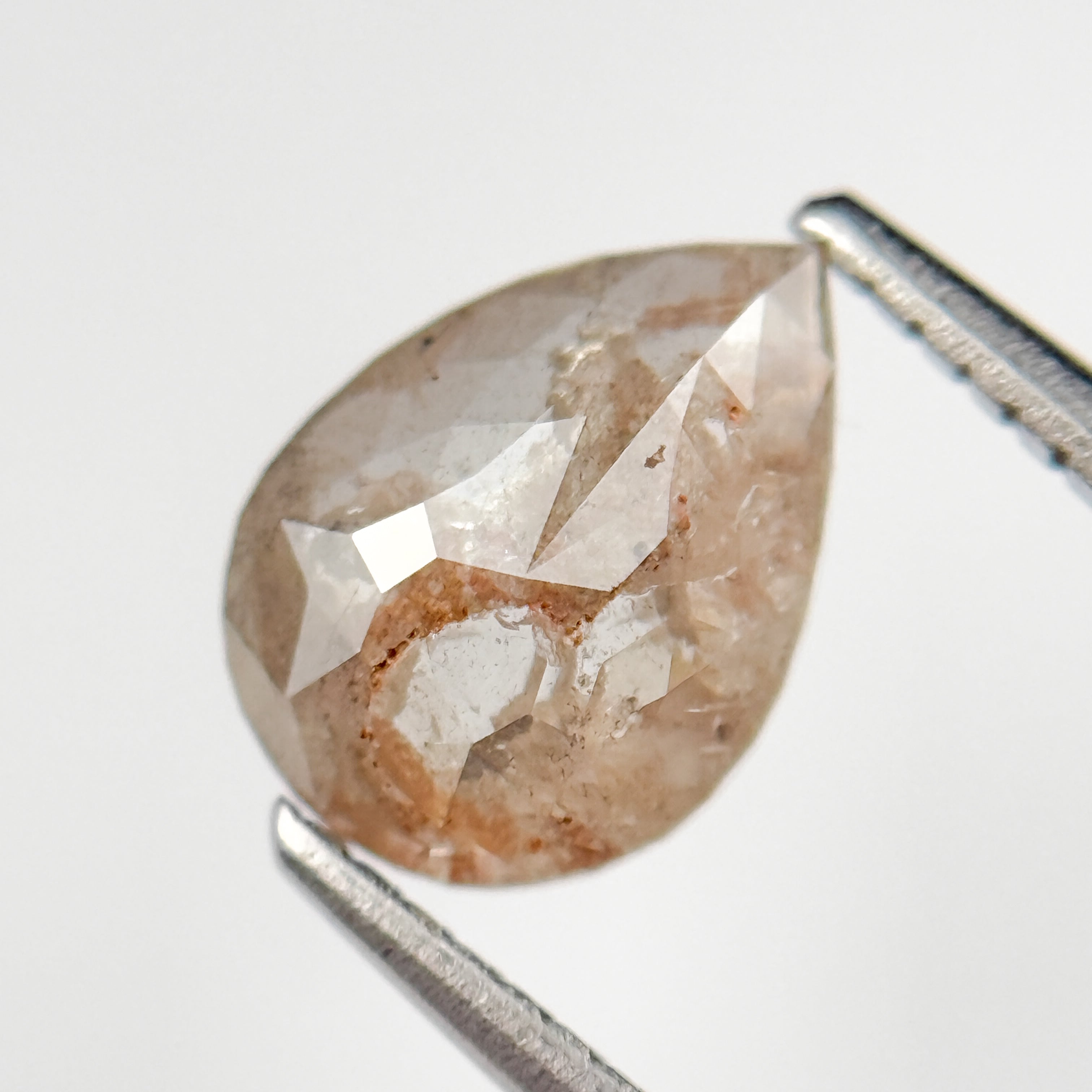 1.63 Ct Pear Rose Cut Grey Natural Salt and Pepper Diamond