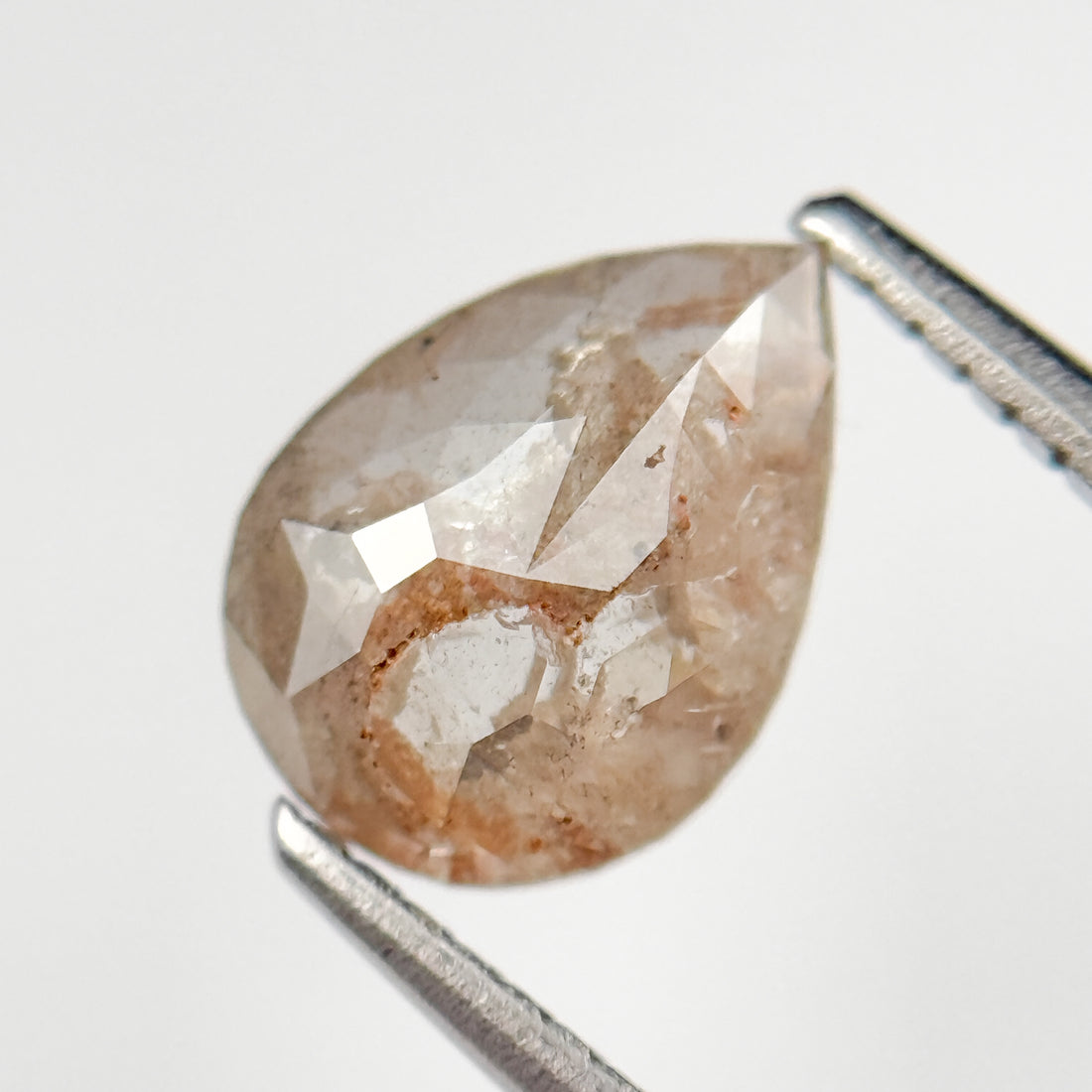 1.63 Ct Pear Rose Cut Grey Natural Salt and Pepper Diamond