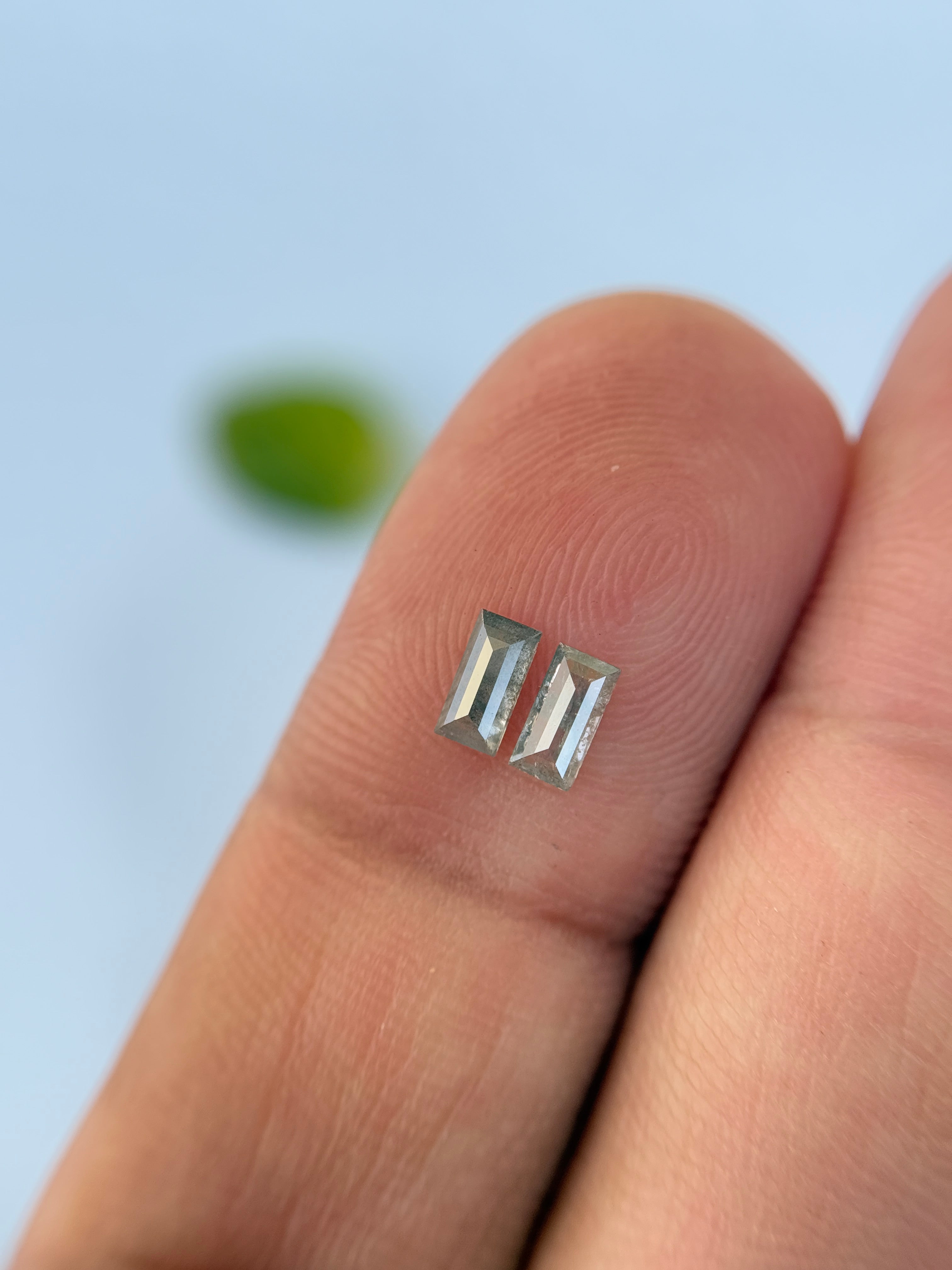 0.43 Ct Baguette Rose Cut Grey Natural Salt and Pepper Diamond