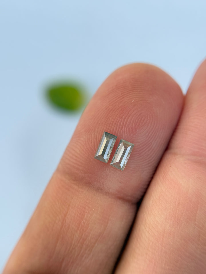 0.43 Ct Baguette Rose Cut Grey Natural Salt and Pepper Diamond
