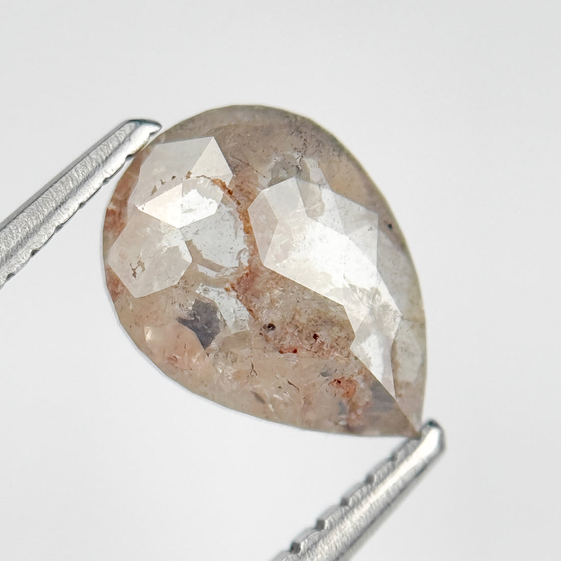 1.63 Ct Pear Rose Cut Grey Natural Salt and Pepper Diamond