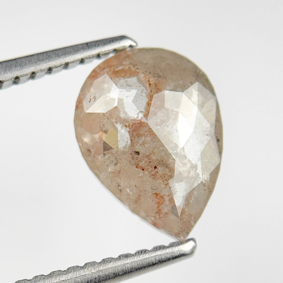 1.63 Ct Pear Rose Cut Grey Natural Salt and Pepper Diamond