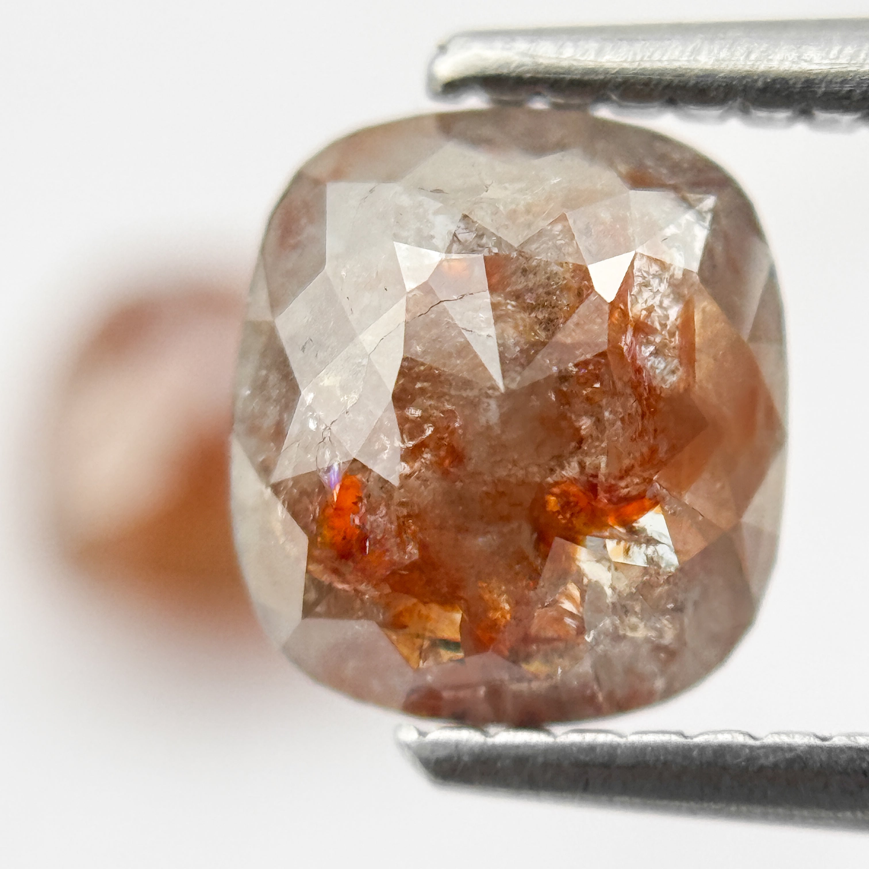 2.61 Ct Cushion Rose Cut Red Natural Galaxy Diamond Pair