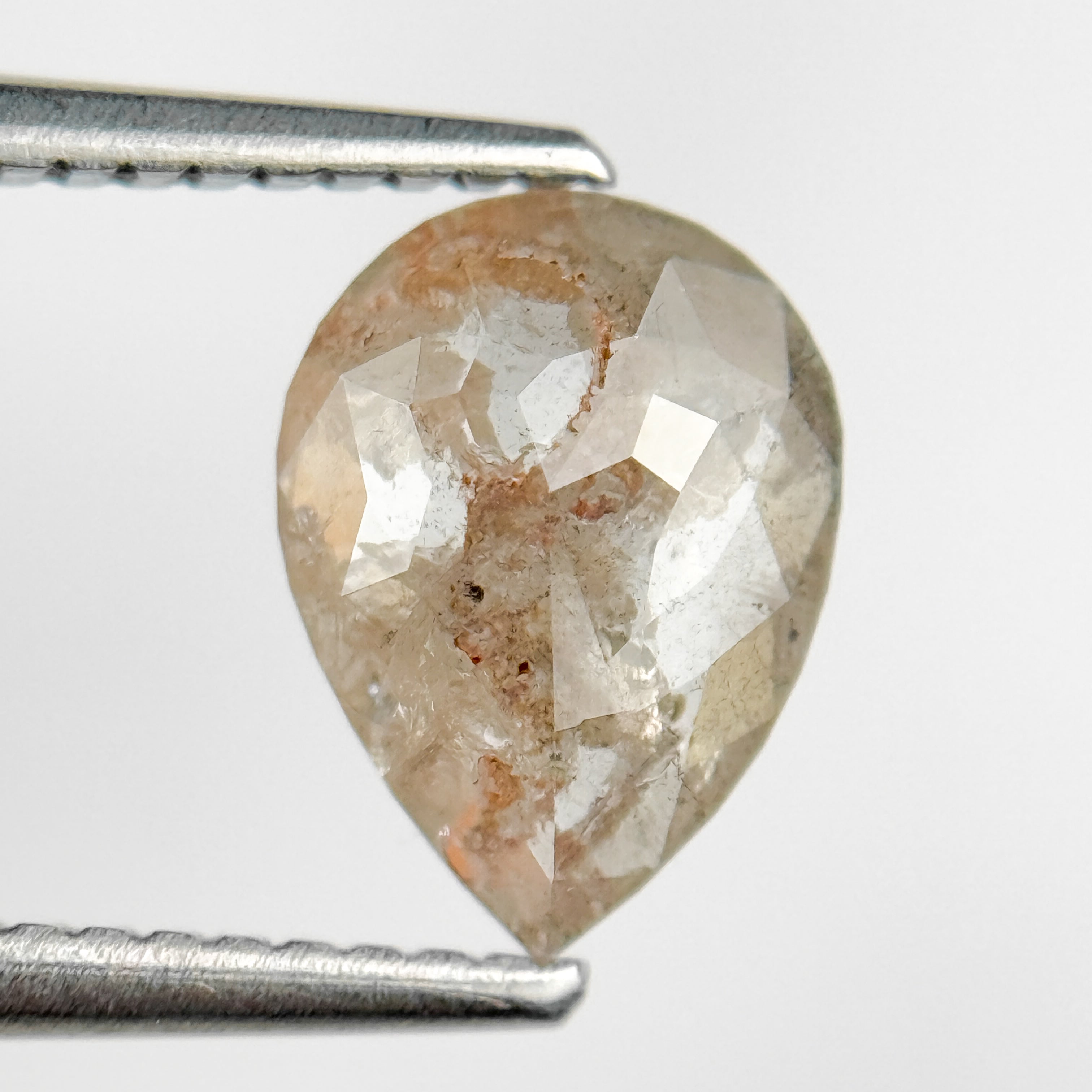 1.63 Ct Pear Rose Cut Grey Natural Salt and Pepper Diamond