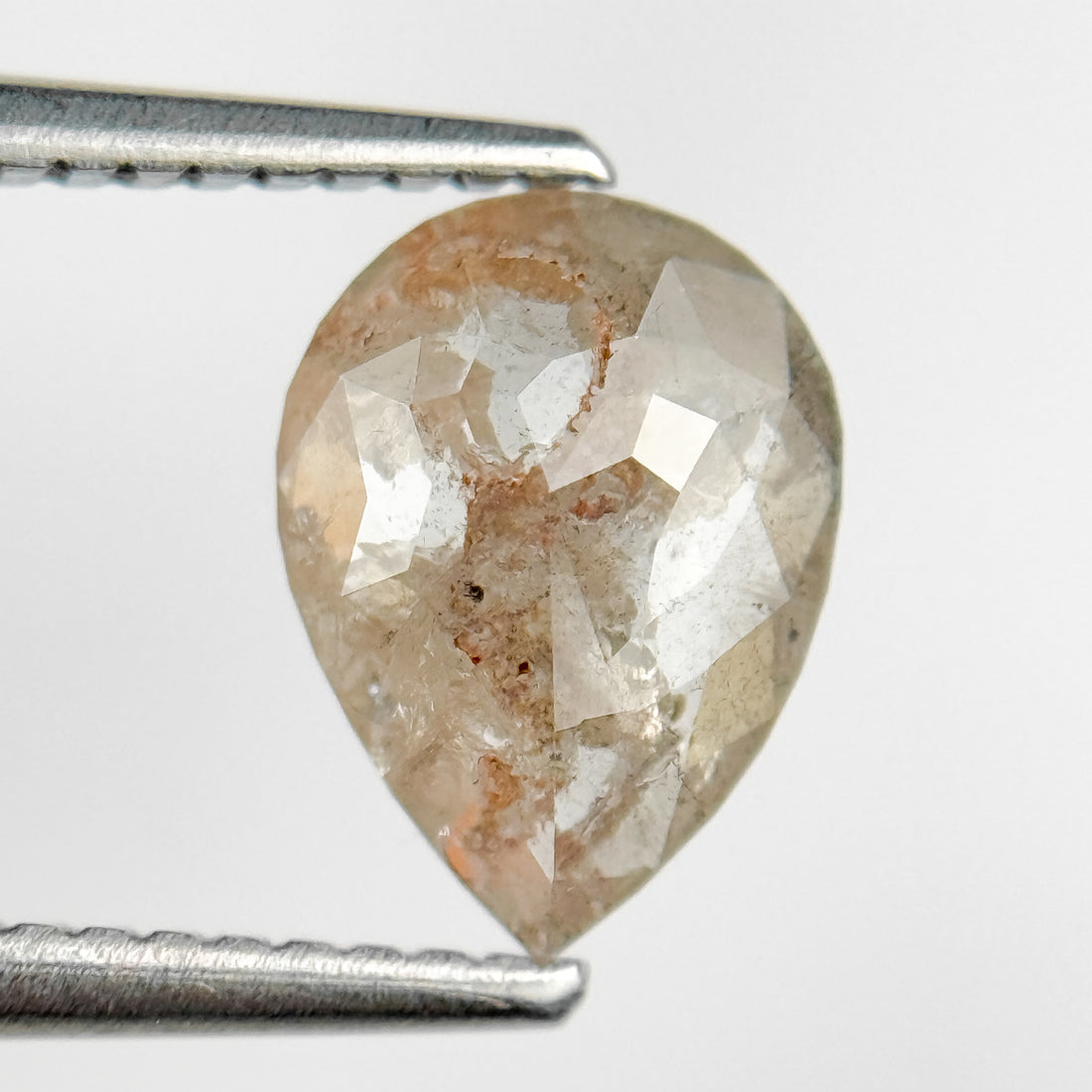 1.63 Ct Pear Rose Cut Grey Natural Salt and Pepper Diamond