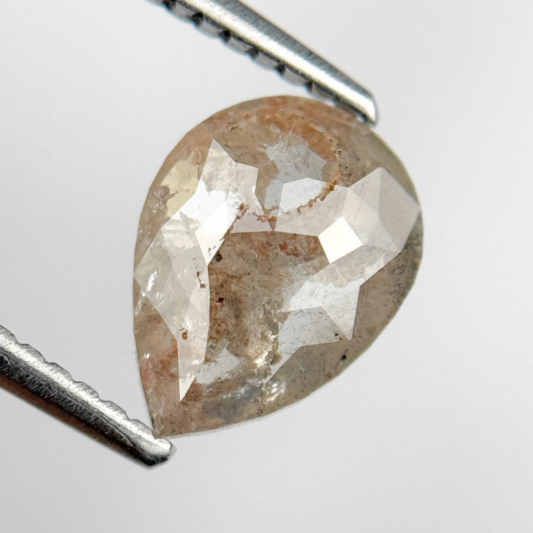 1.63 Ct Pear Rose Cut Grey Natural Salt and Pepper Diamond