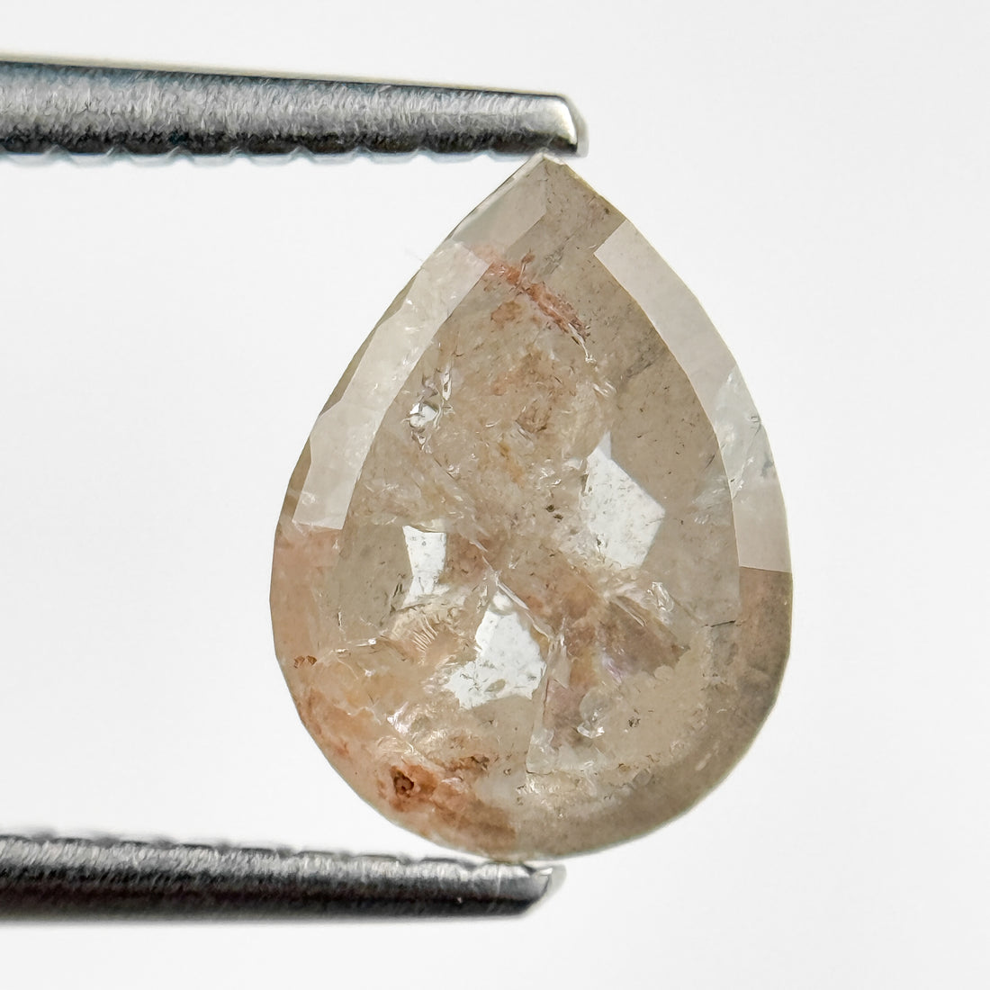 1.63 Ct Pear Rose Cut Grey Natural Salt and Pepper Diamond
