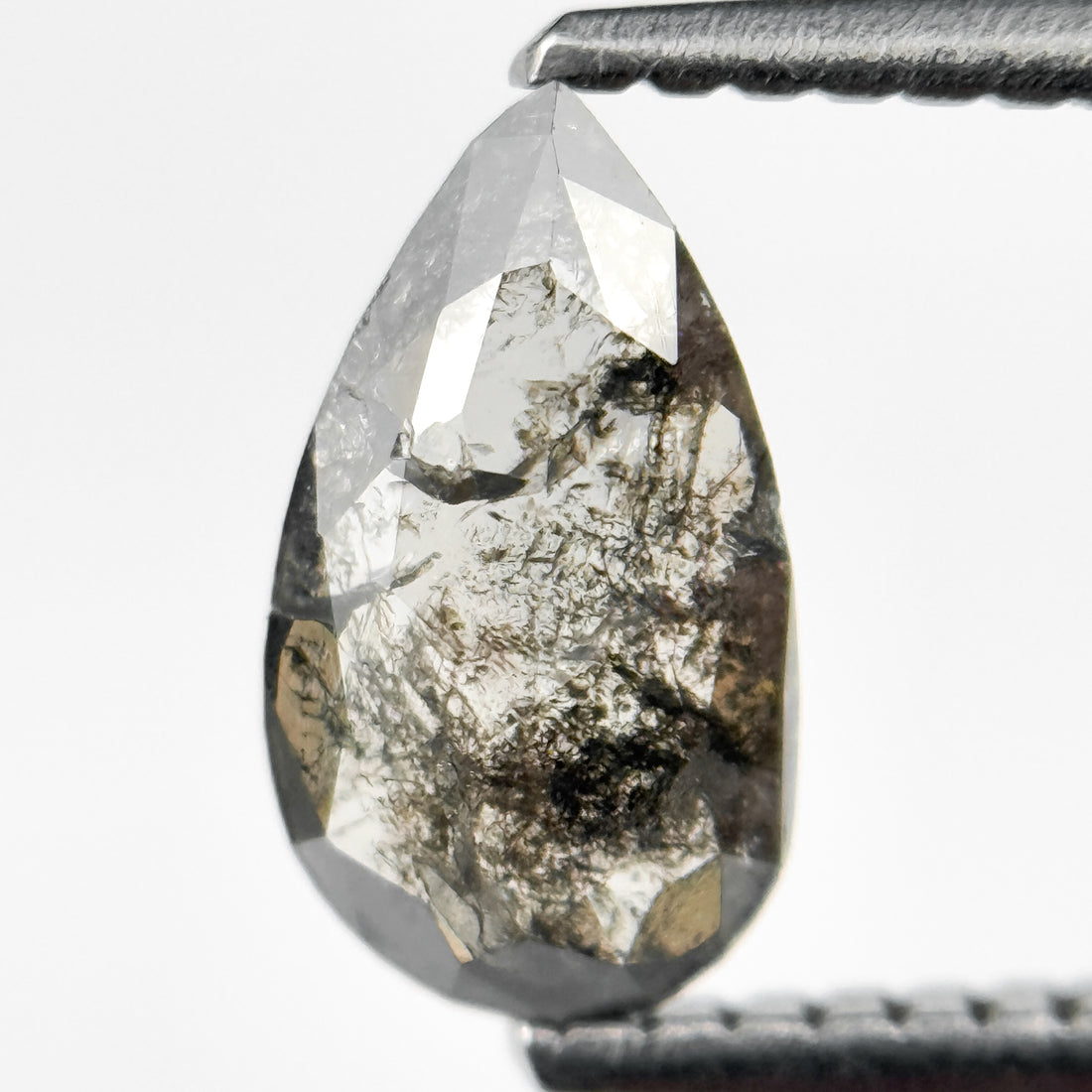 0.92 Ct Pear Rose Cut Grey Inspire Natural Diamond