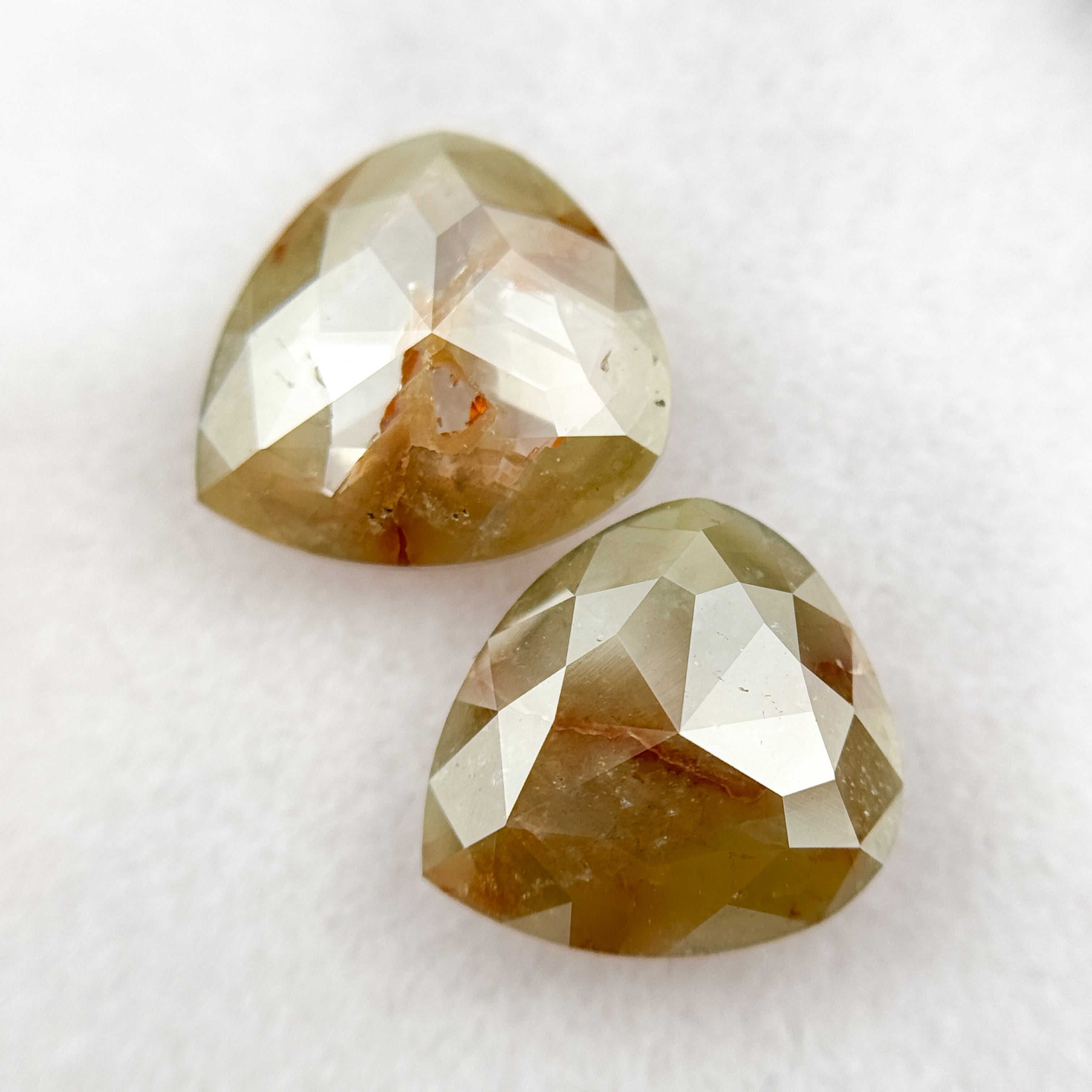 3.00 Ct Pear Rose Cut Green Natural Beautiful Diamond Pair