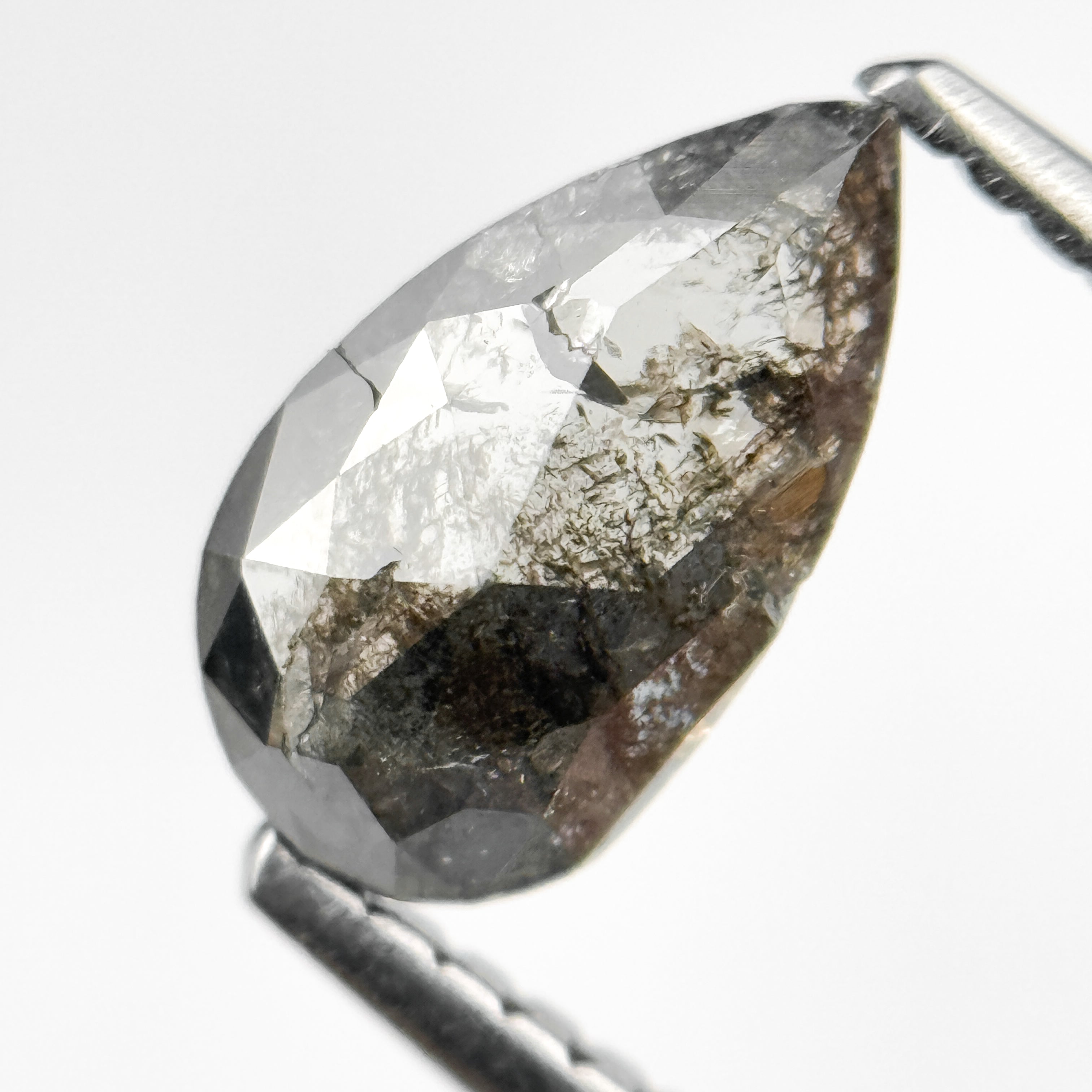 0.92 Ct Pear Rose Cut Grey Inspire Natural Diamond