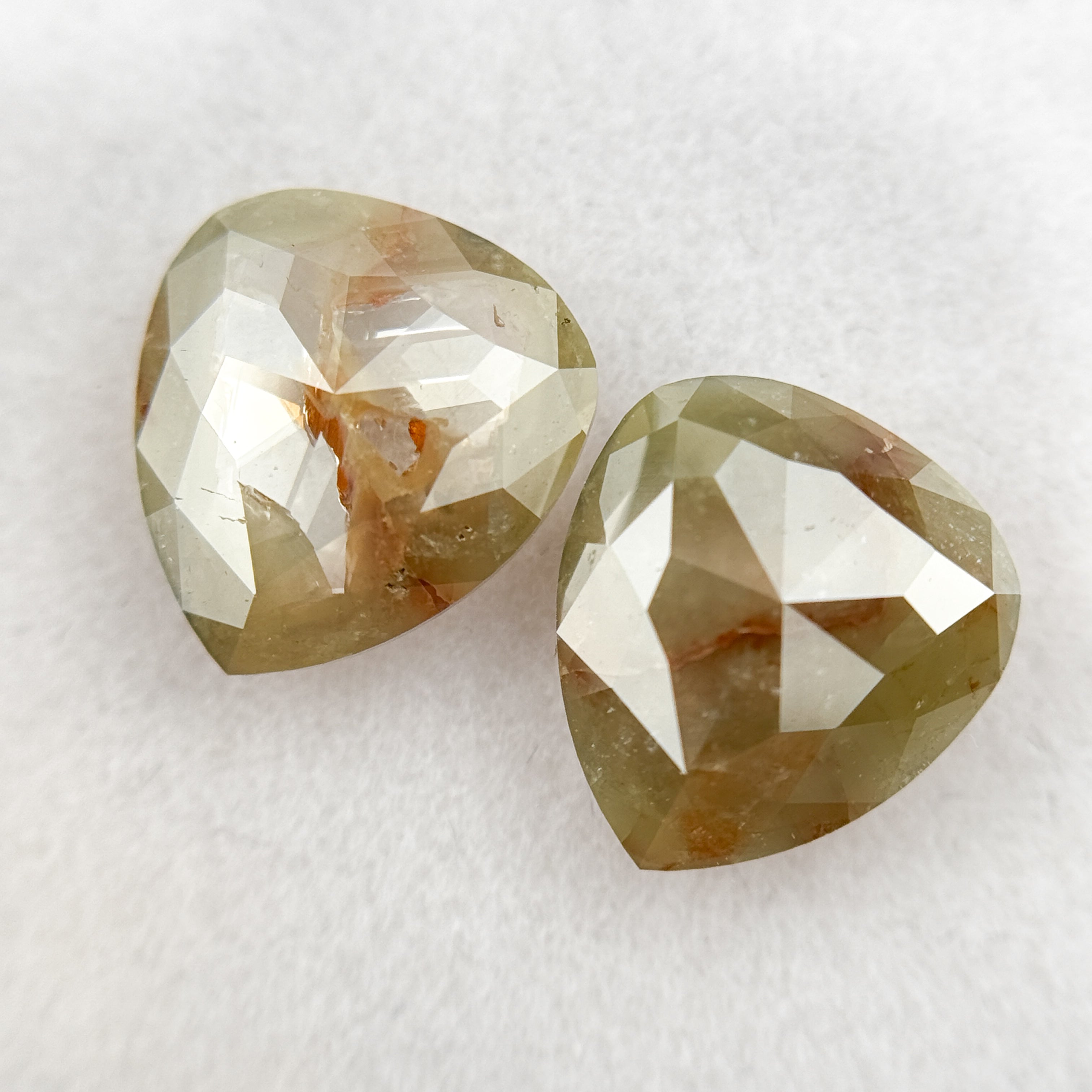 3.00 Ct Pear Rose Cut Green Natural Beautiful Diamond Pair