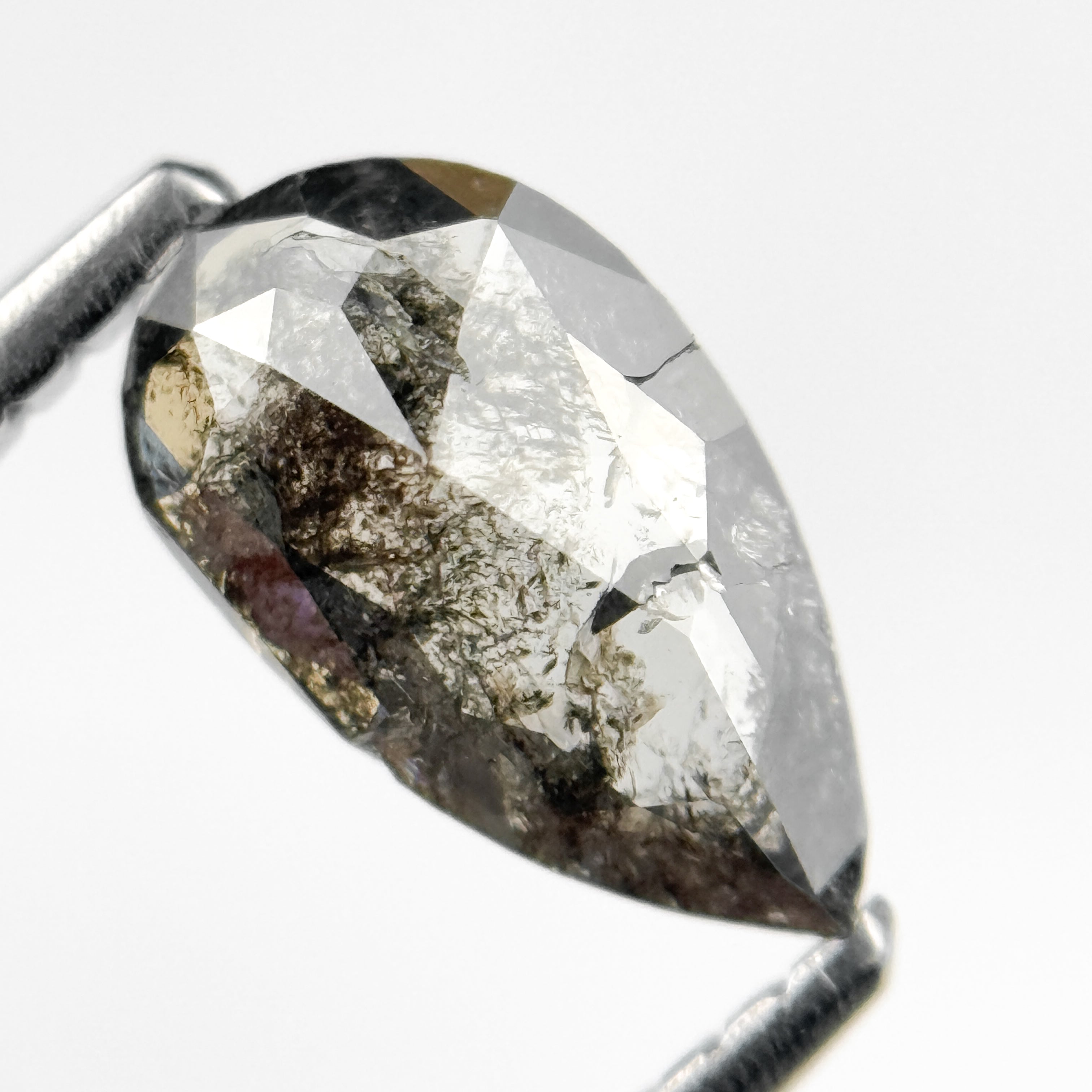 0.92 Ct Pear Rose Cut Grey Inspire Natural Diamond