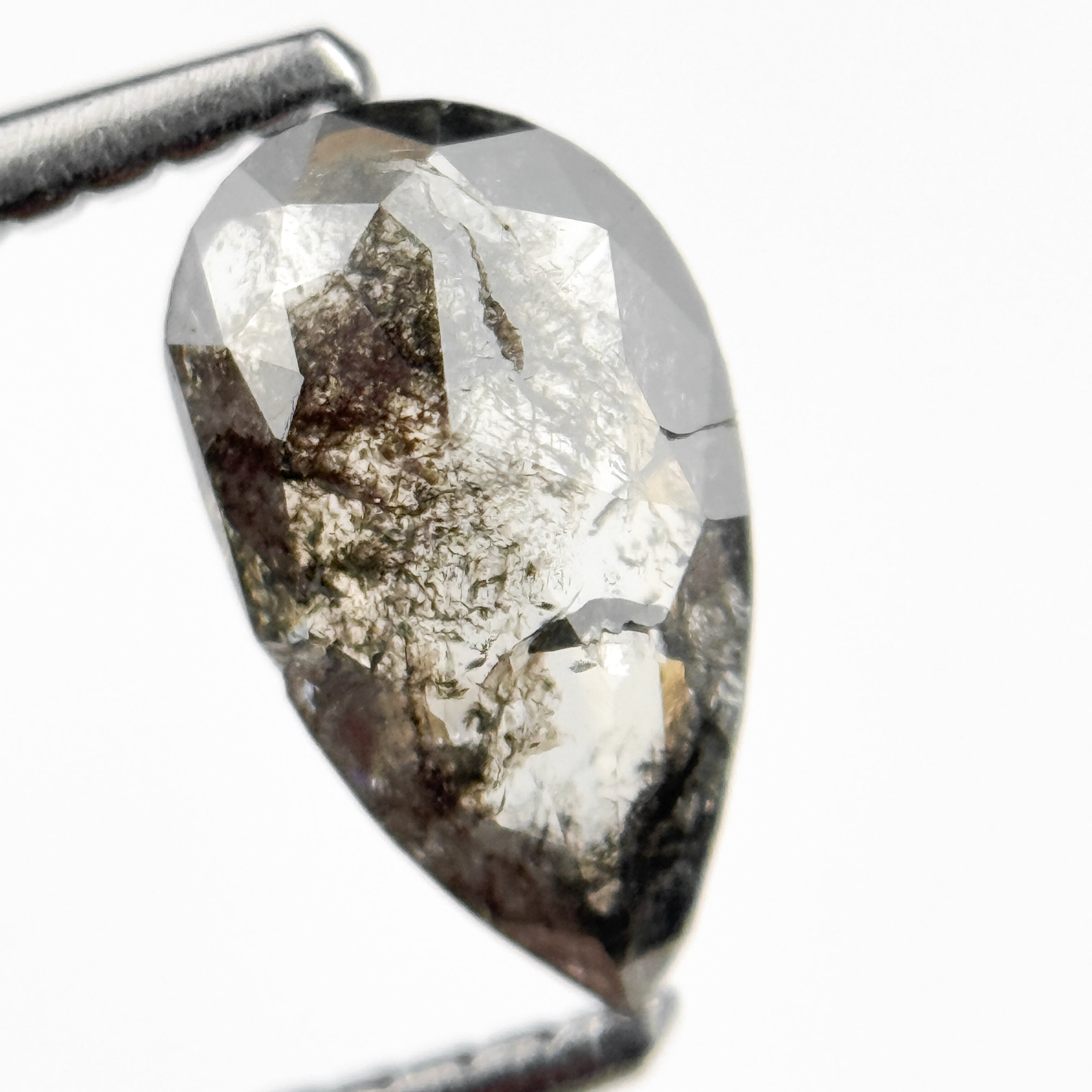 0.92 Ct Pear Rose Cut Grey Inspire Natural Diamond