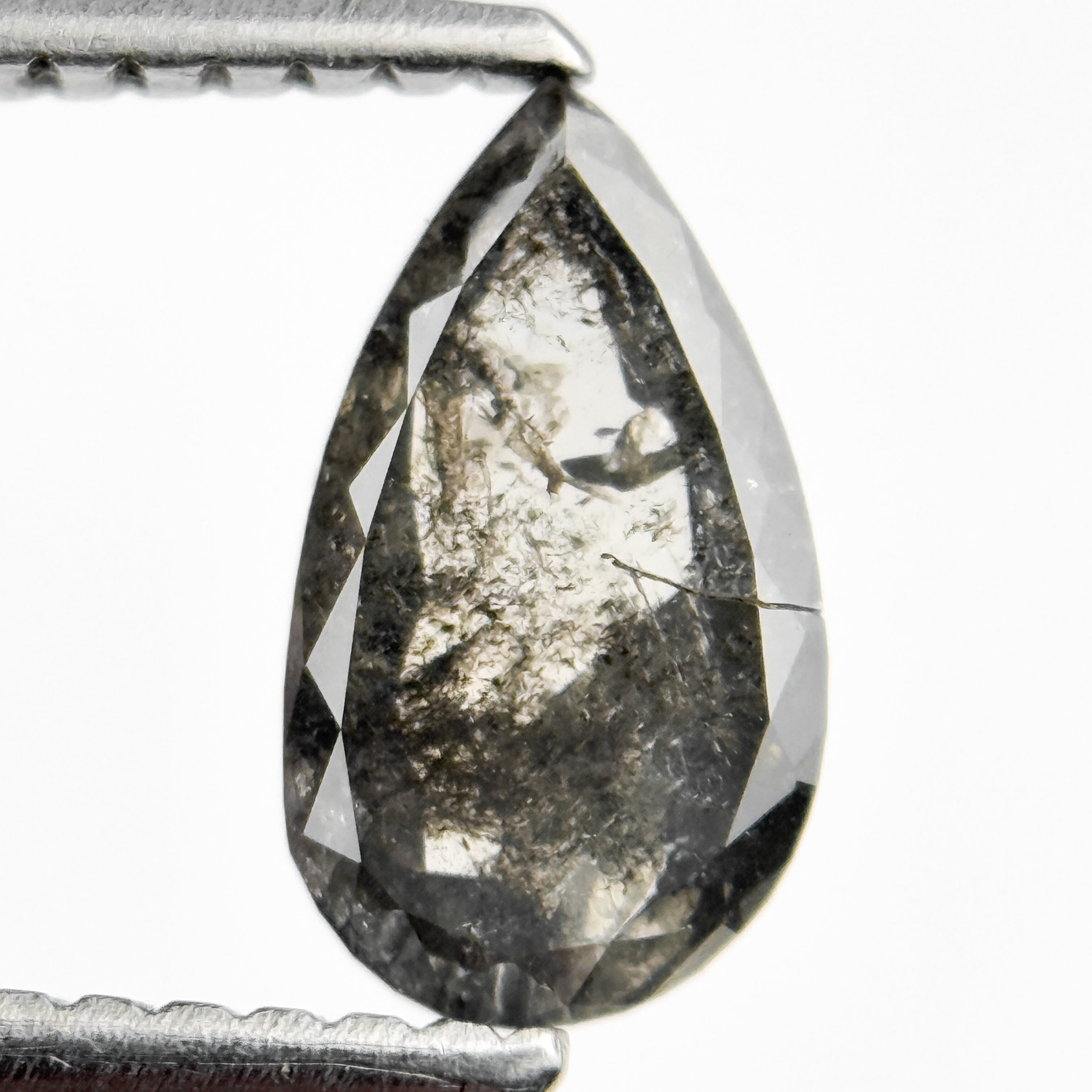 0.92 Ct Pear Rose Cut Grey Inspire Natural Diamond