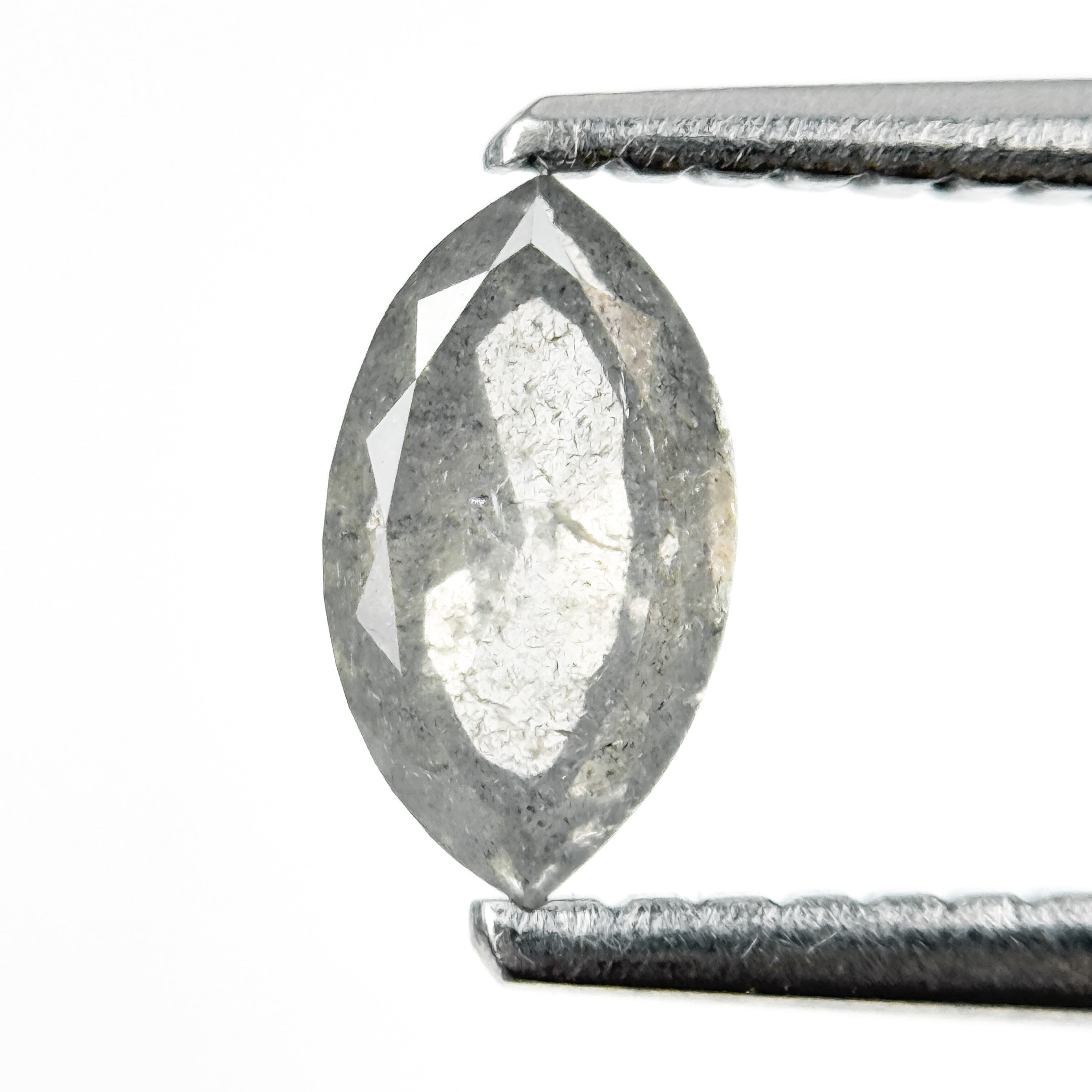 0.65 Ct Marquise Rose Cut White Natural Salt and Pepper Diamond