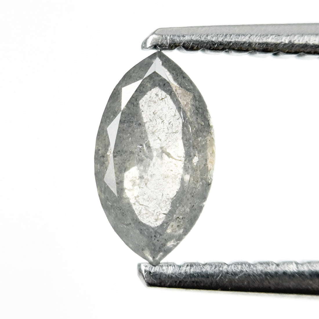 0.65 Ct Marquise Rose Cut White Natural Salt and Pepper Diamond