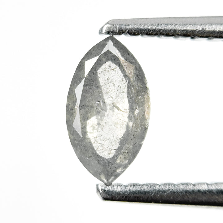0.65 Ct Marquise Rose Cut White Natural Salt and Pepper Diamond