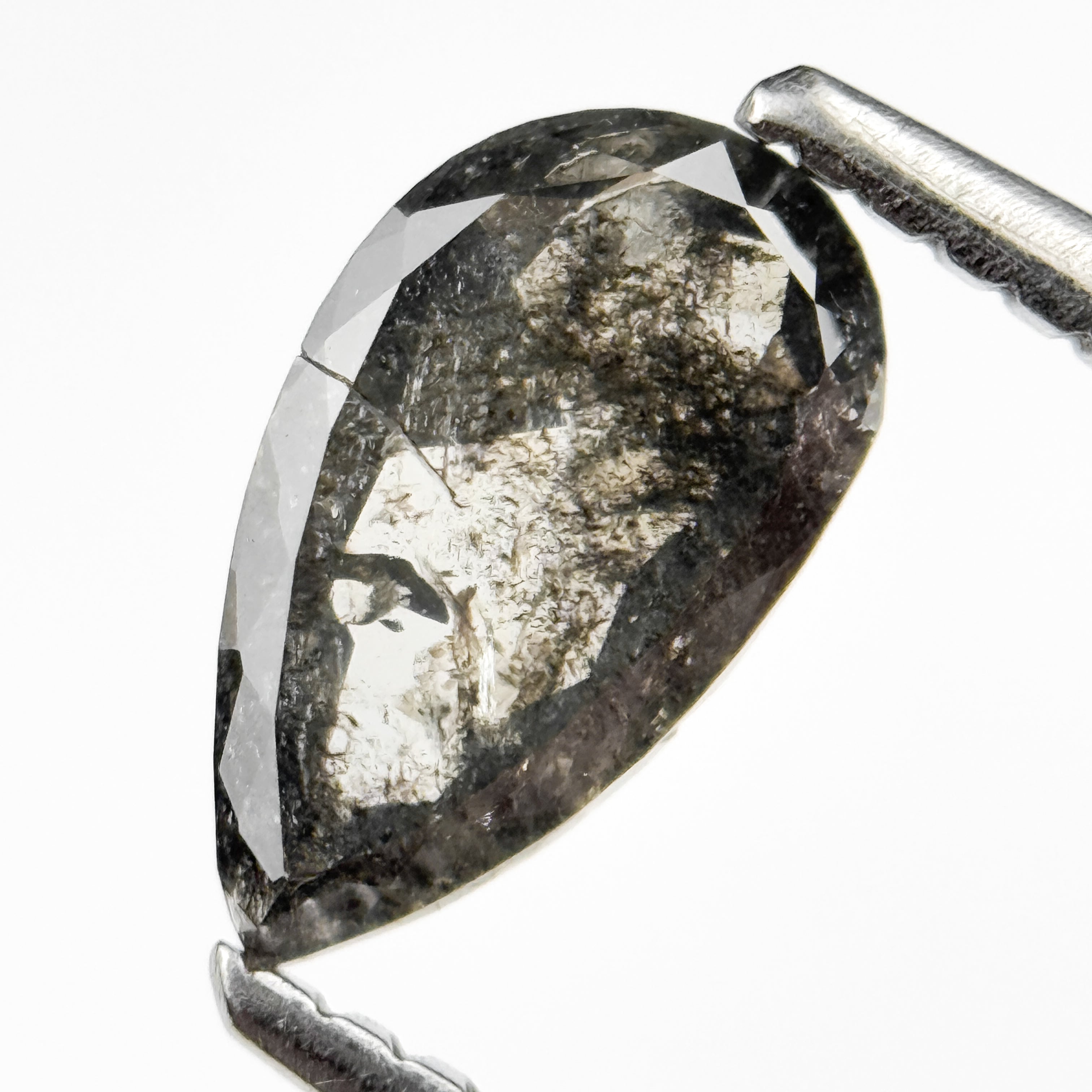 0.92 Ct Pear Rose Cut Grey Inspire Natural Diamond