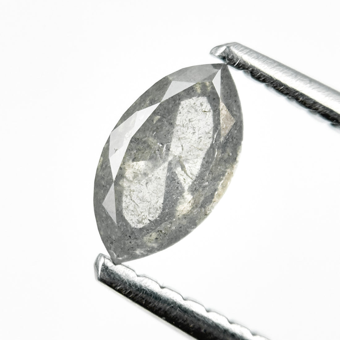 0.65 Ct Marquise Rose Cut White Natural Salt and Pepper Diamond