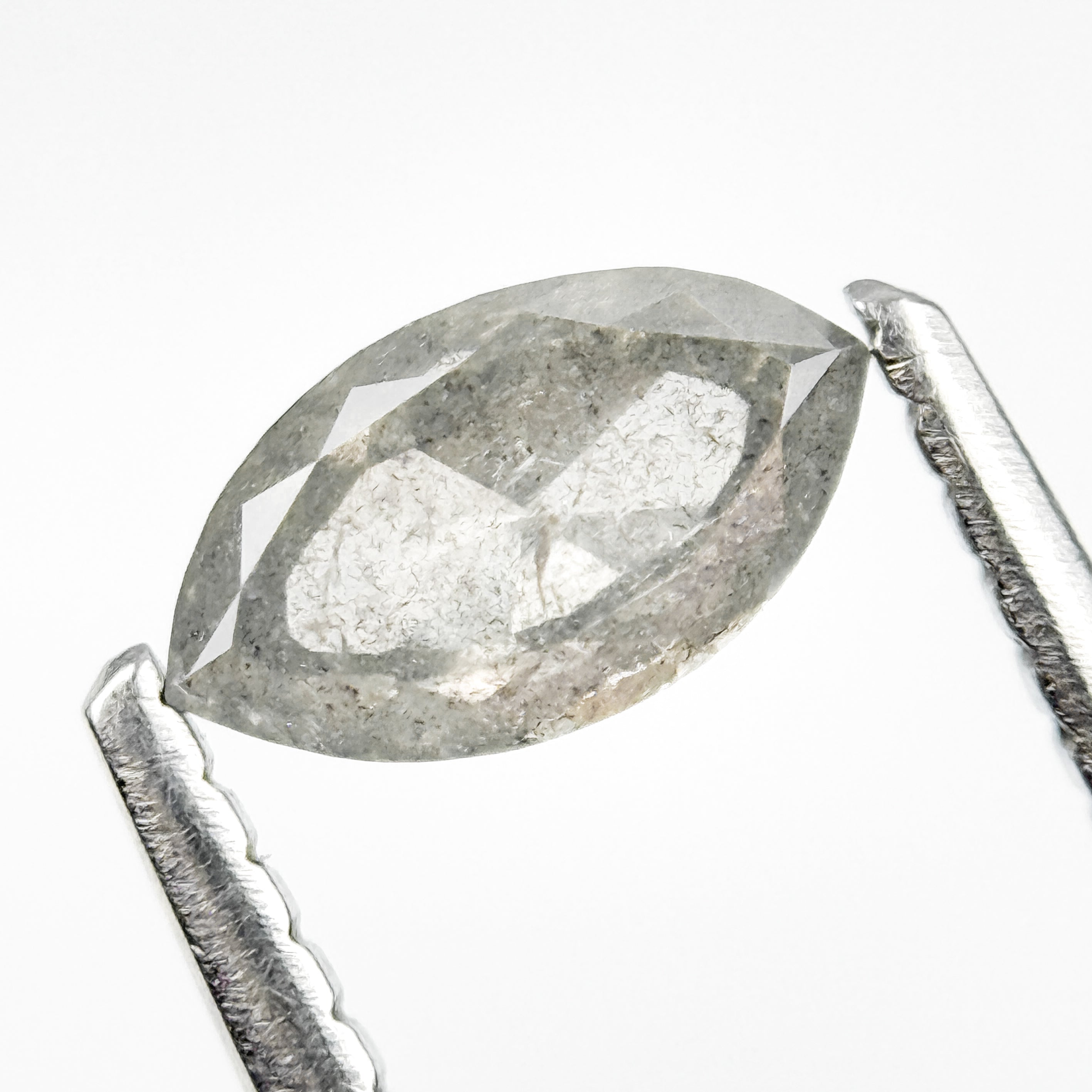 0.65 Ct Marquise Rose Cut White Natural Salt and Pepper Diamond