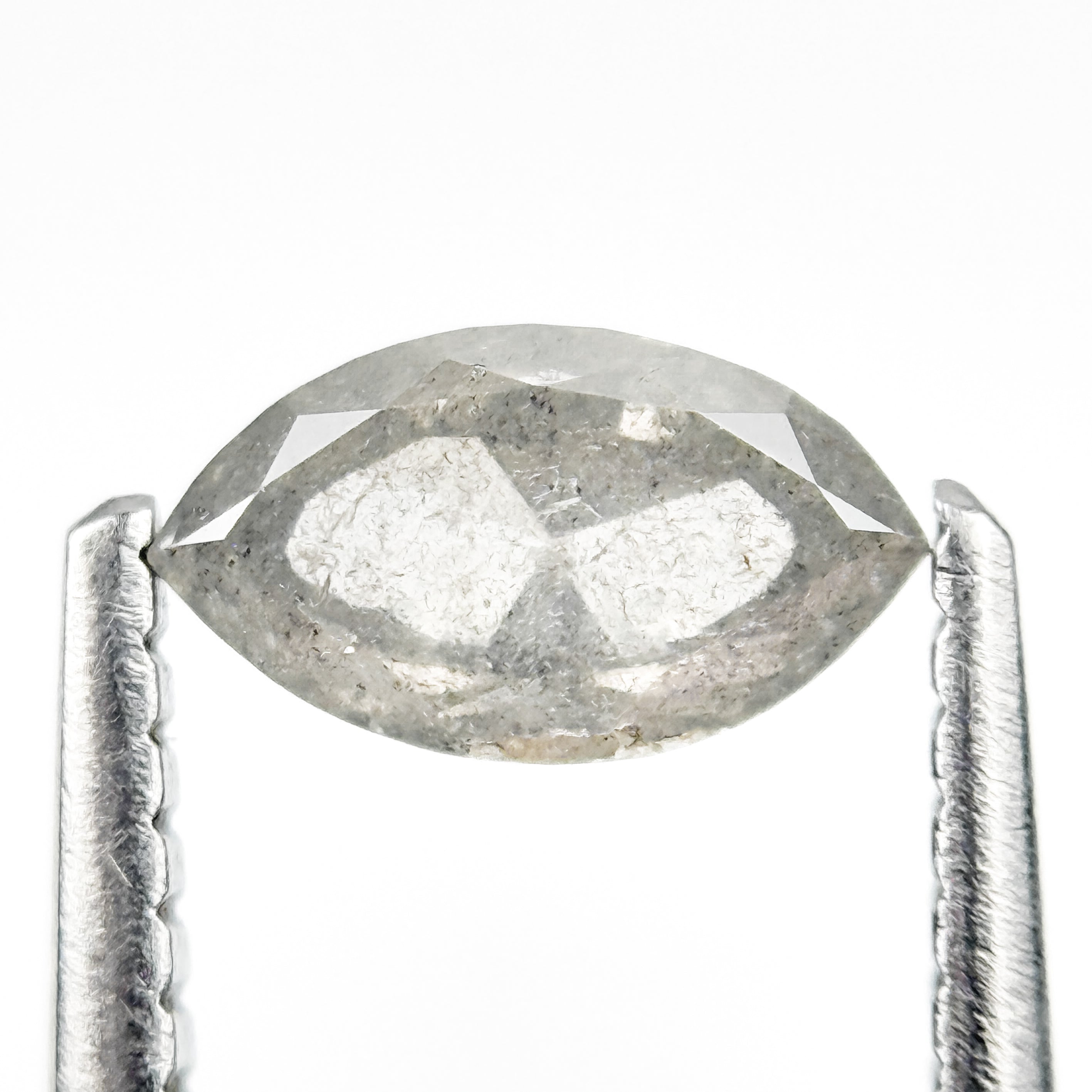 0.65 Ct Marquise Rose Cut White Natural Salt and Pepper Diamond