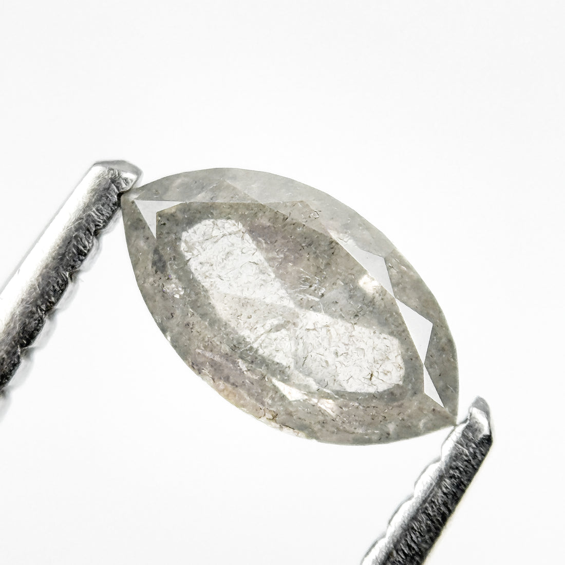 0.65 Ct Marquise Rose Cut White Natural Salt and Pepper Diamond
