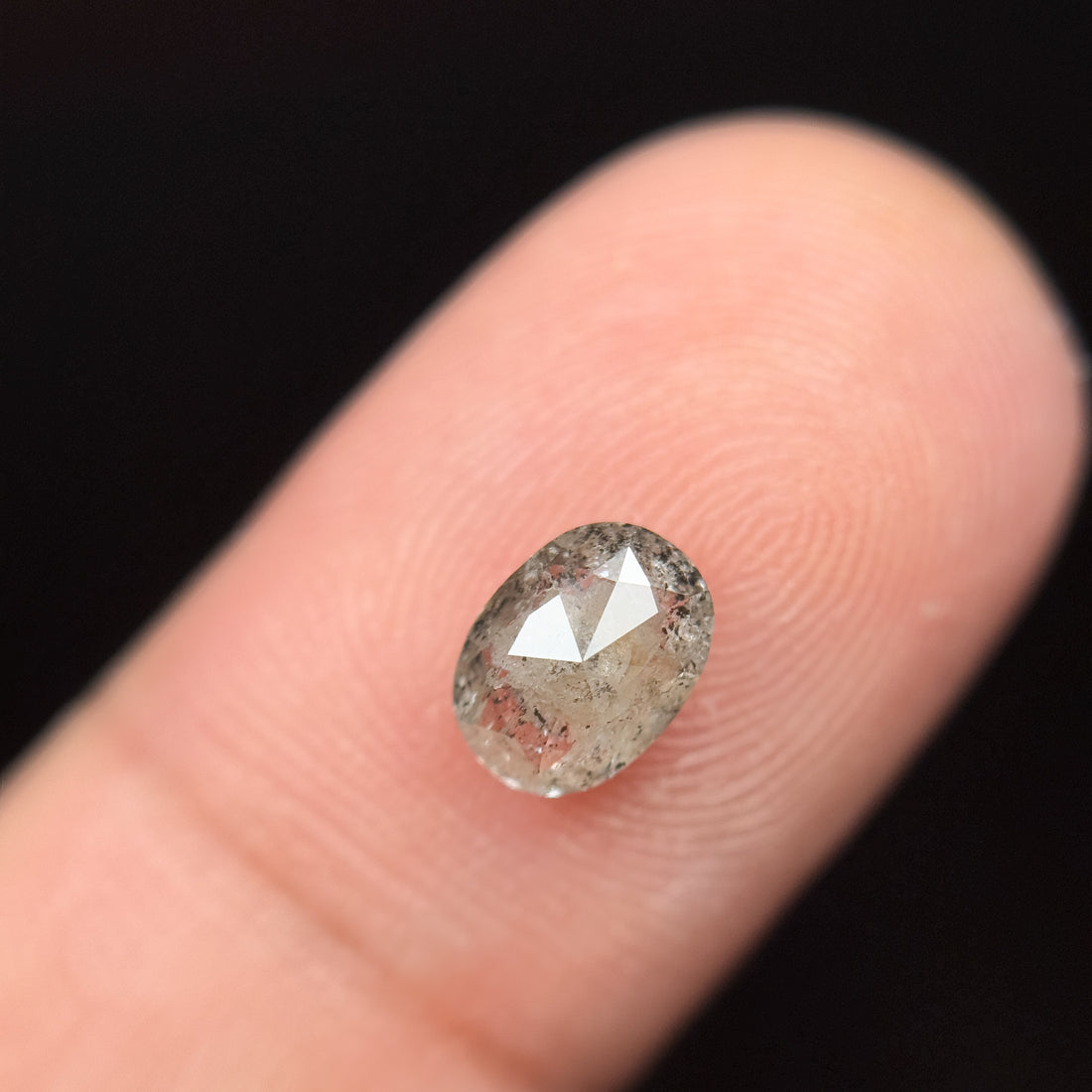 1.26 Ct Oval Rose Cut Grey Natural Minimal Diamond