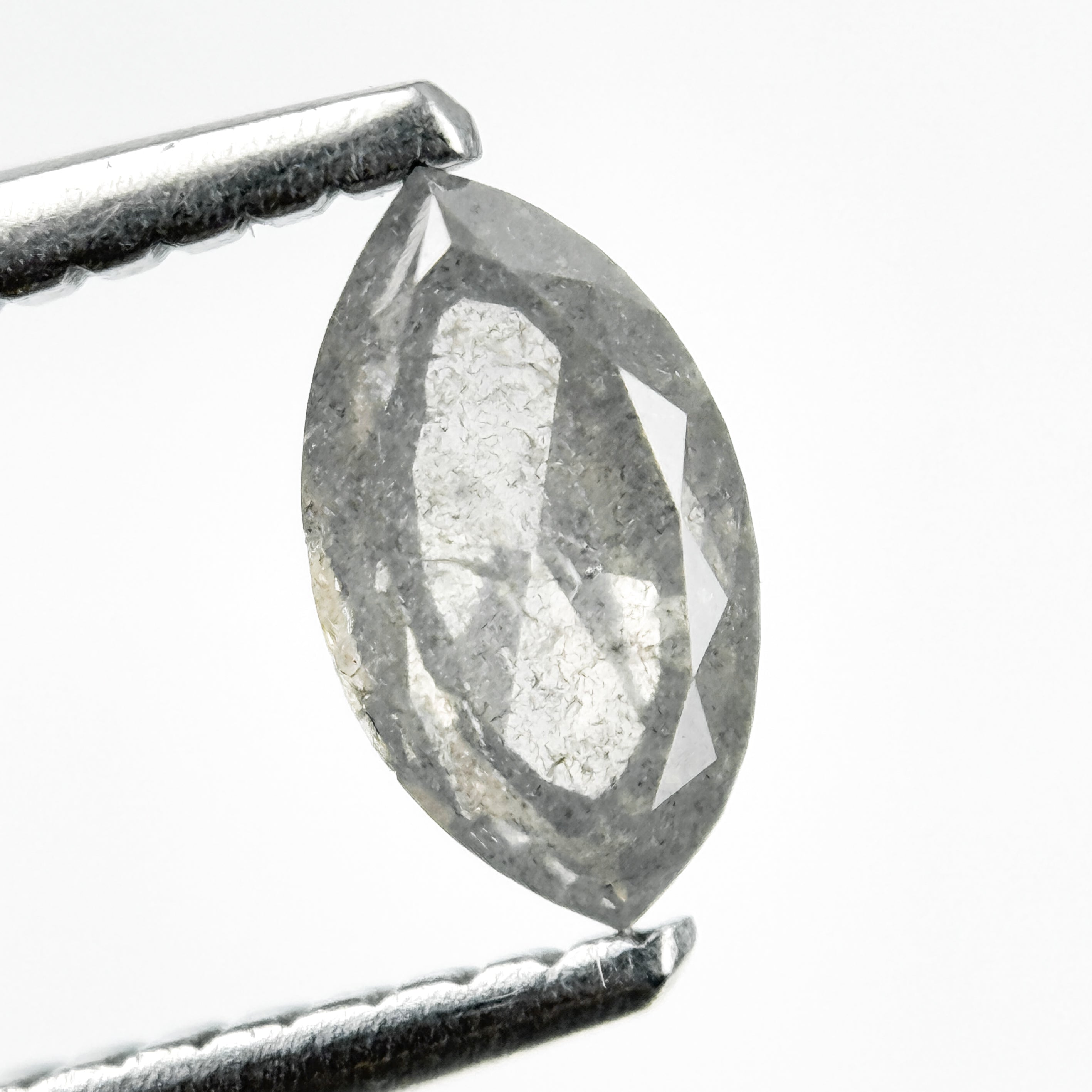 0.65 Ct Marquise Rose Cut White Natural Salt and Pepper Diamond