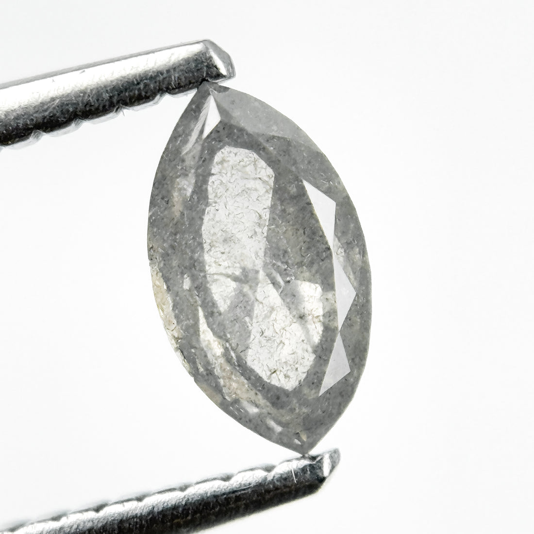 0.65 Ct Marquise Rose Cut White Natural Salt and Pepper Diamond
