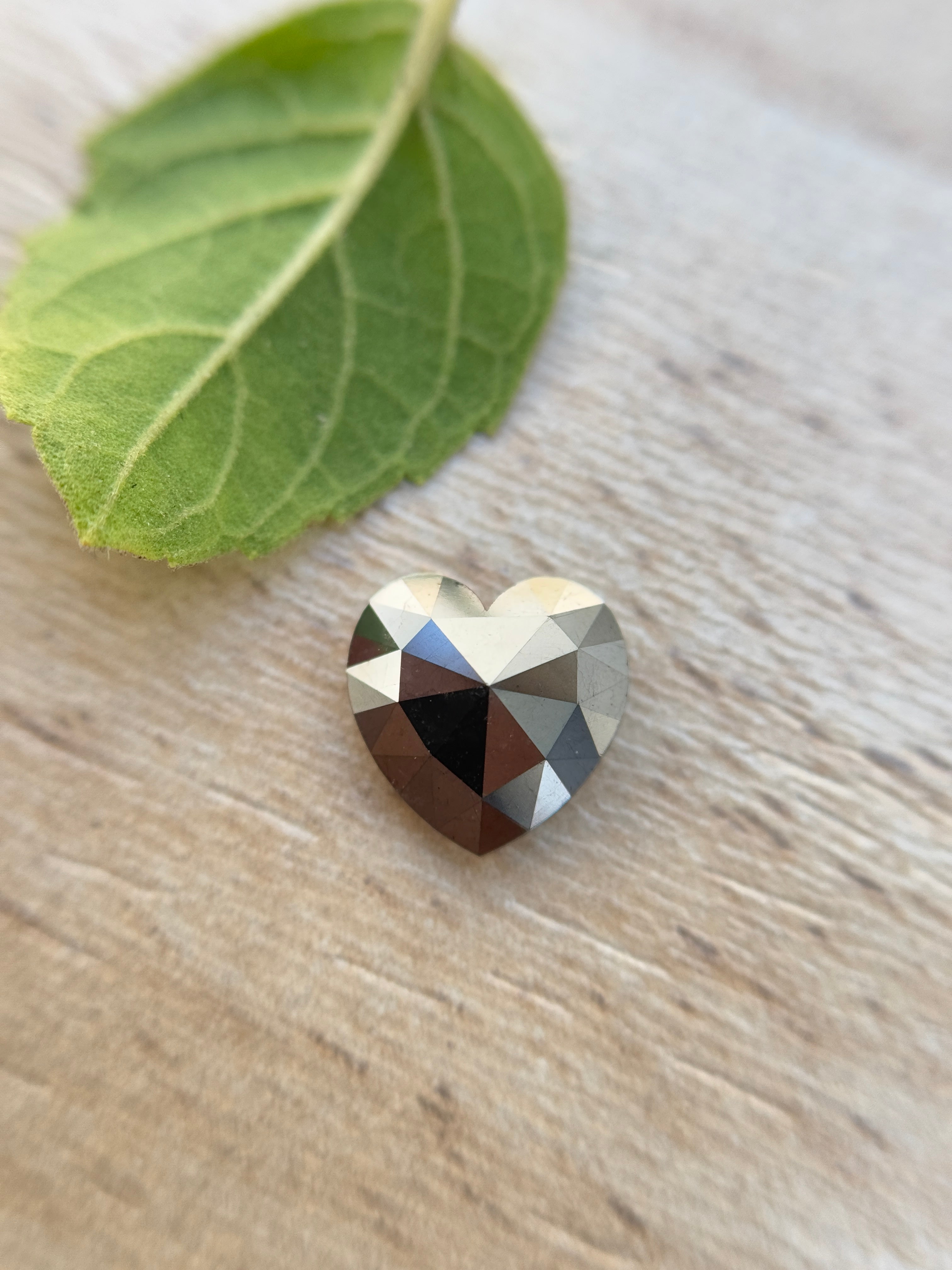 1.53 Ct Heart Rose Cut Black Natural Salt and Pepper Diamond