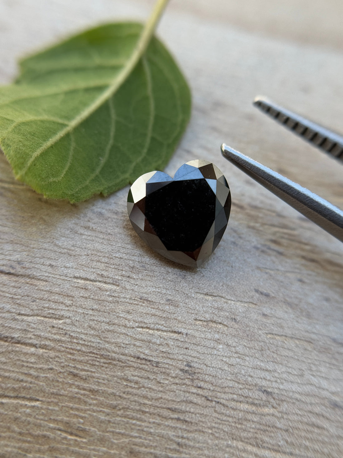 1.53 Ct Heart Rose Cut Black Natural Salt and Pepper Diamond
