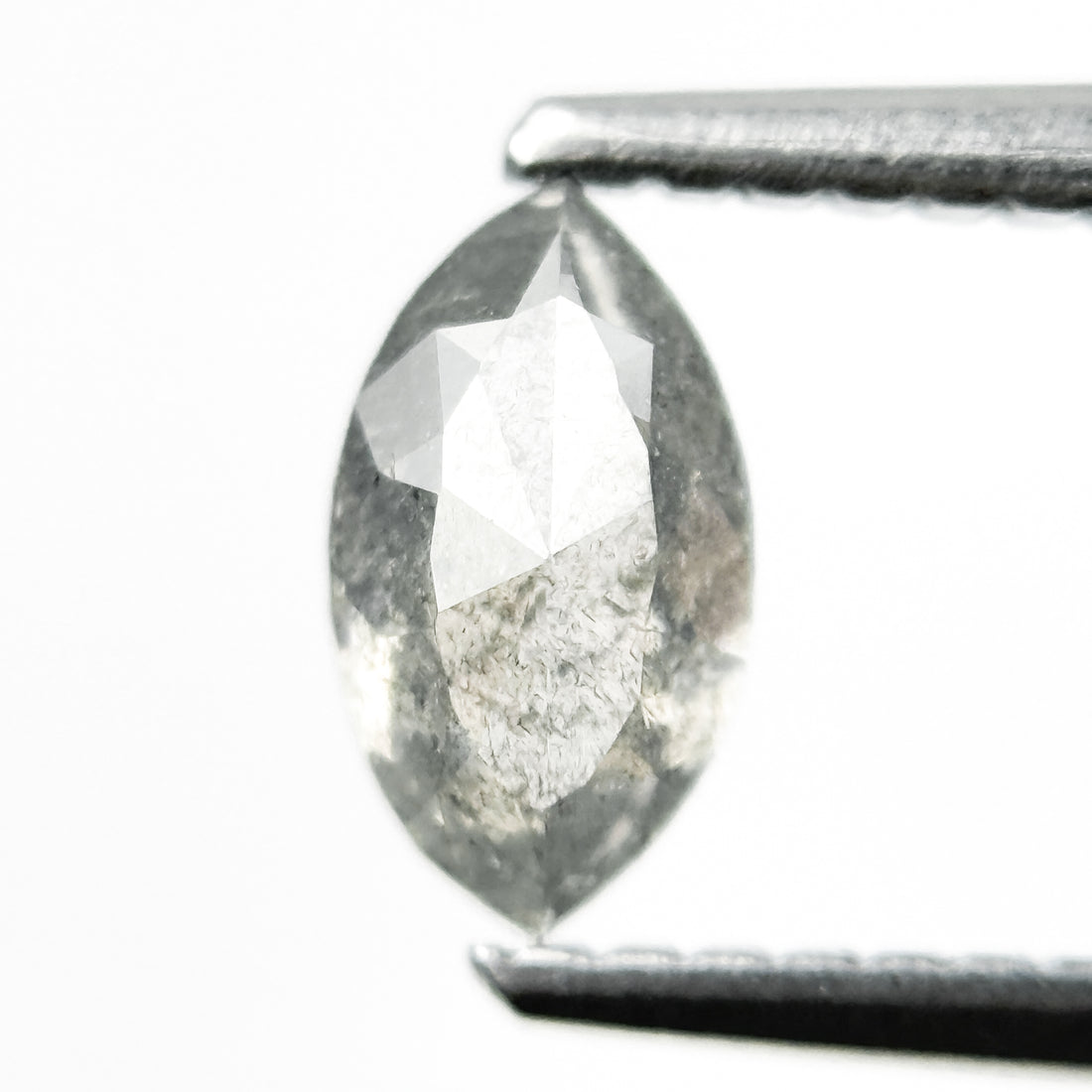 0.65 Ct Marquise Rose Cut White Natural Salt and Pepper Diamond