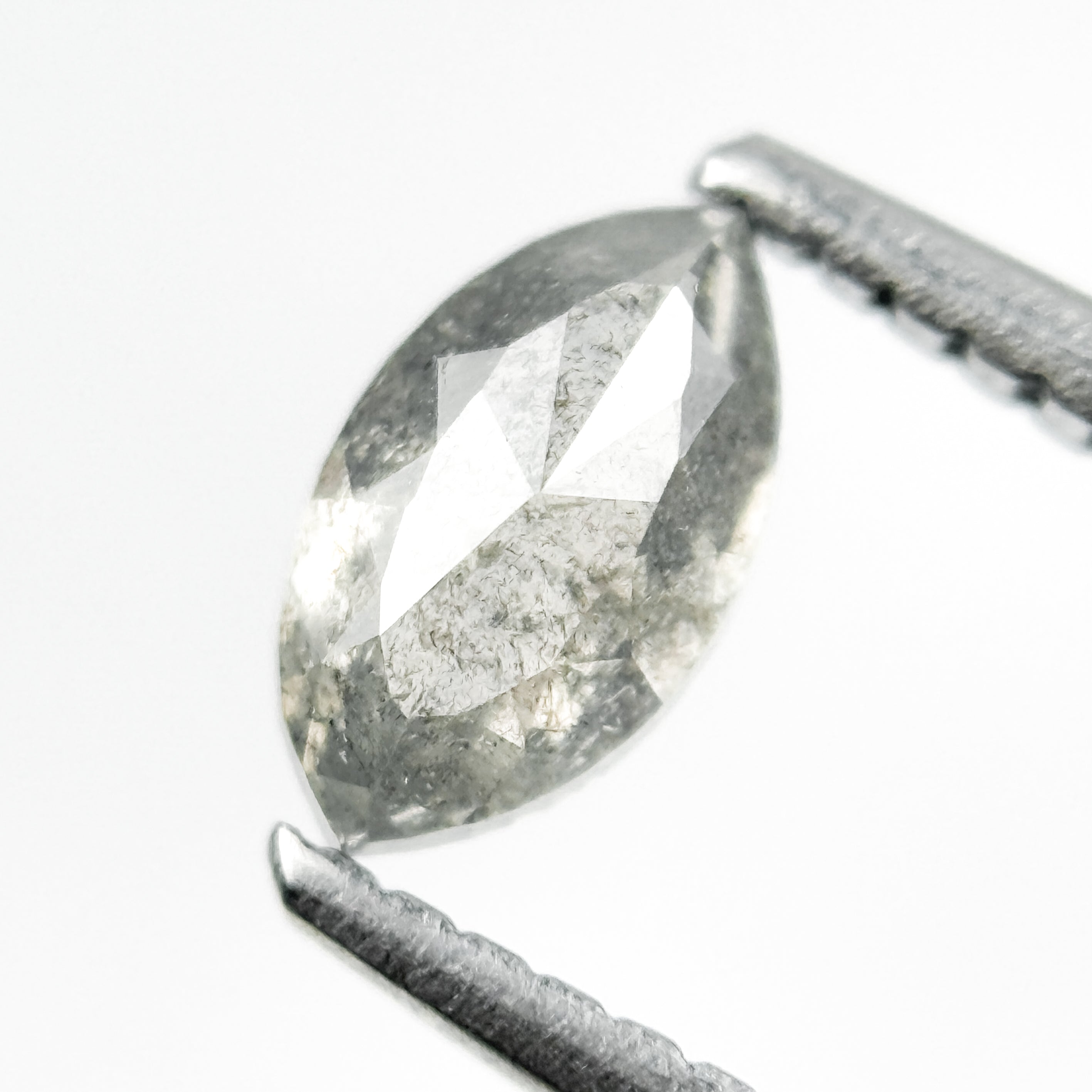 0.65 Ct Marquise Rose Cut White Natural Salt and Pepper Diamond
