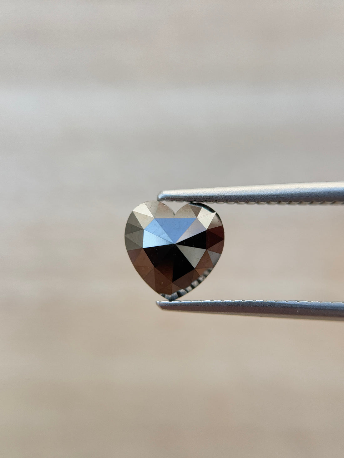 1.53 Ct Heart Rose Cut Black Natural Salt and Pepper Diamond