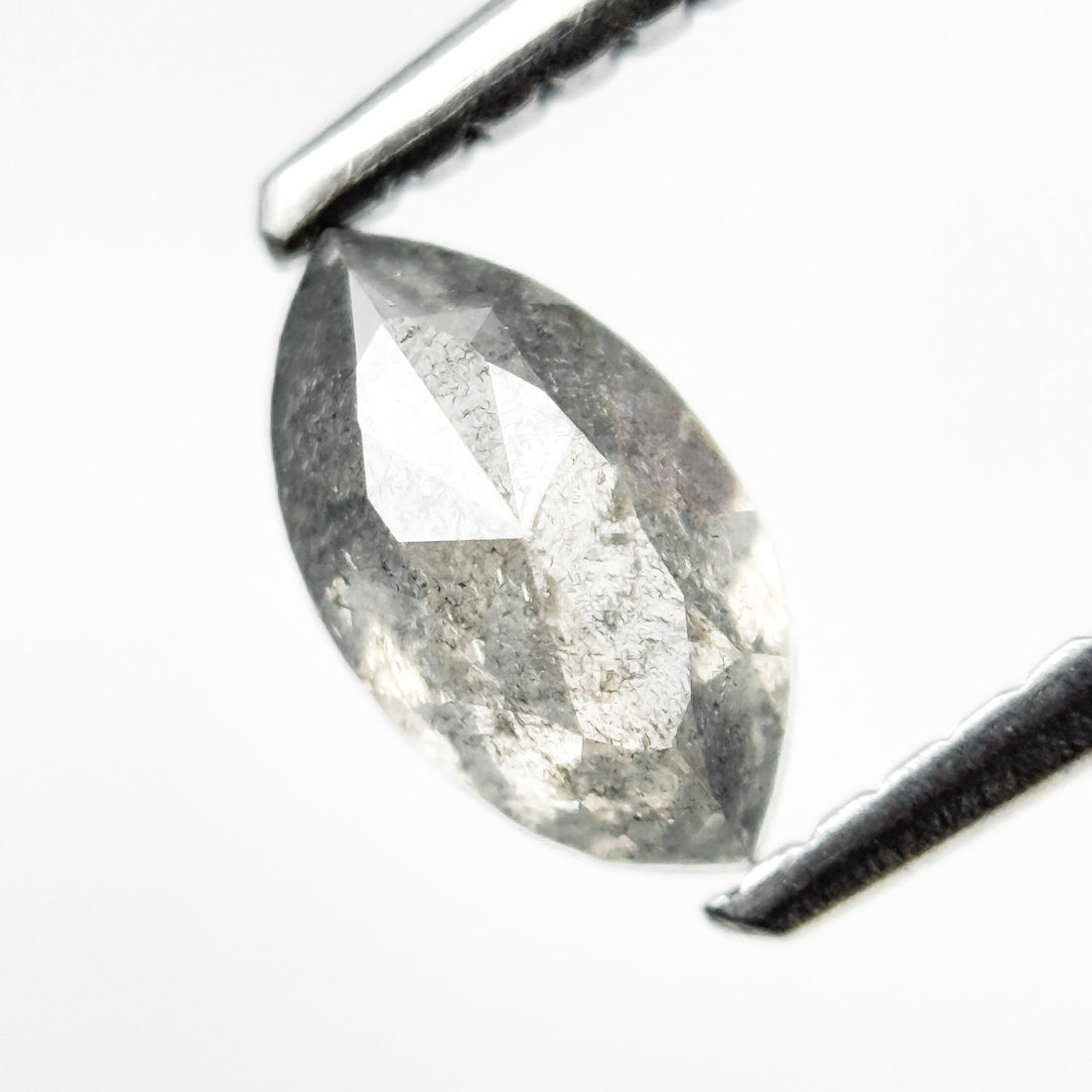 0.65 Ct Marquise Rose Cut White Natural Salt and Pepper Diamond
