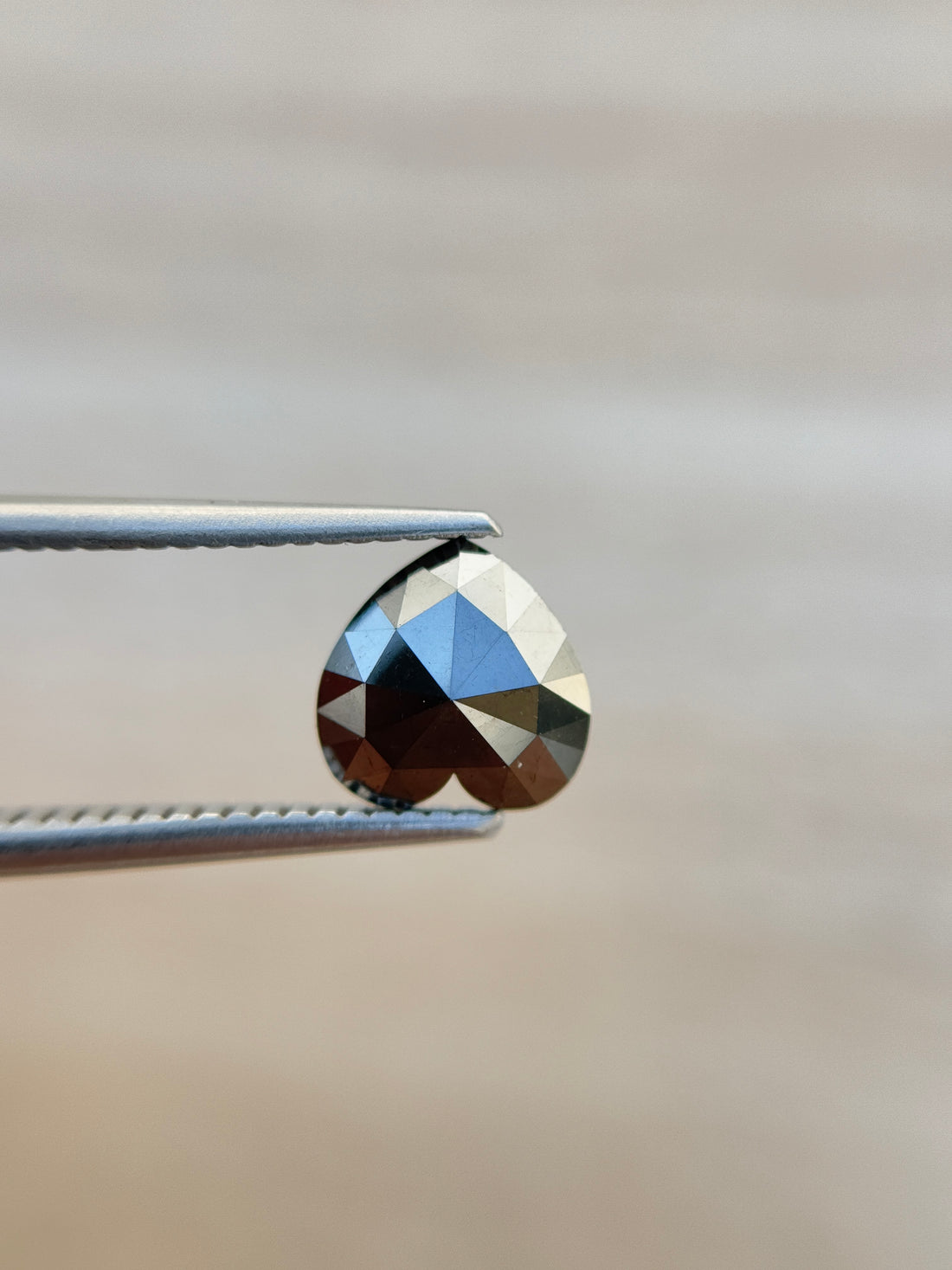 1.53 Ct Heart Rose Cut Black Natural Salt and Pepper Diamond