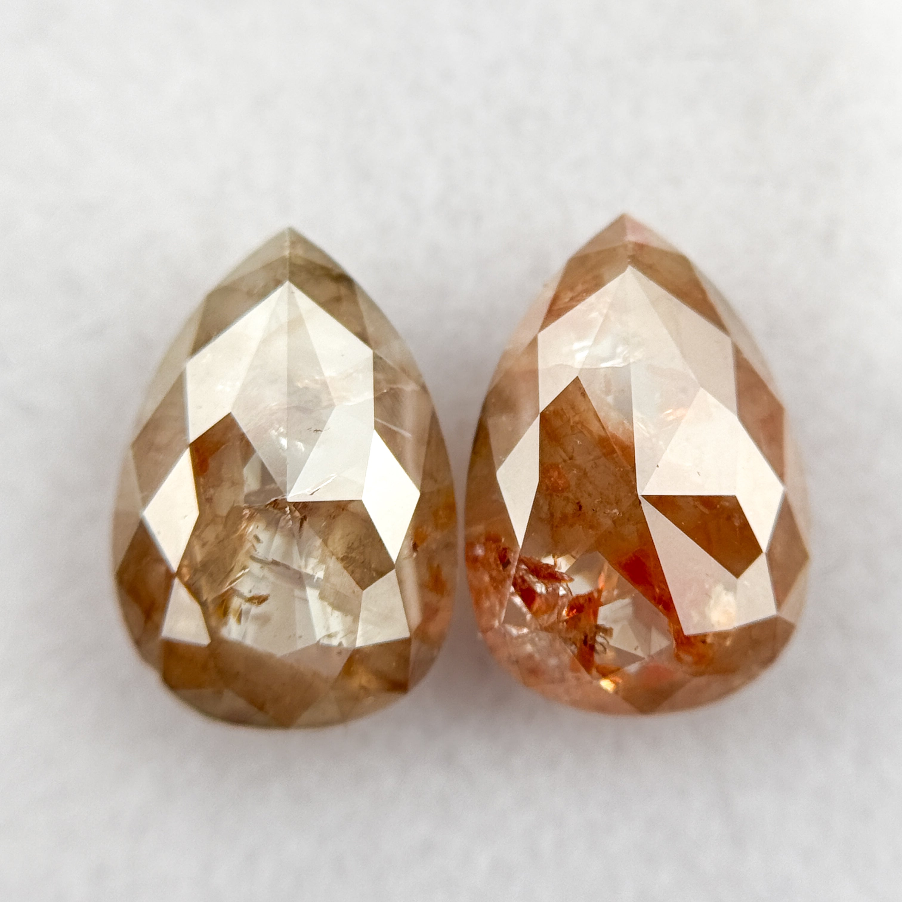 4.47 Ct Pear Rose Cut Red Natural Salt and Pepper Diamond Pair