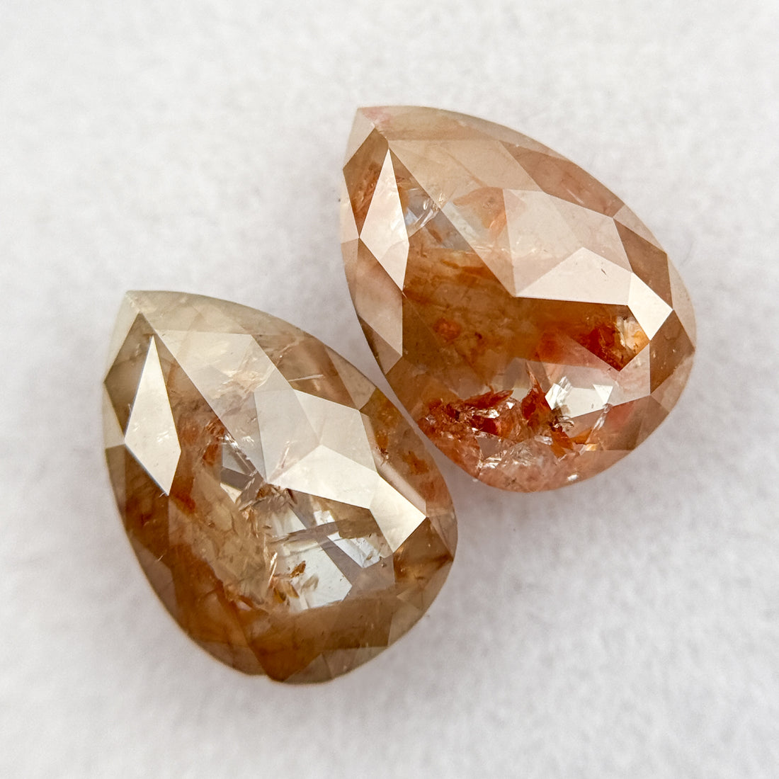4.47 Ct Pear Rose Cut Red Natural Salt and Pepper Diamond Pair